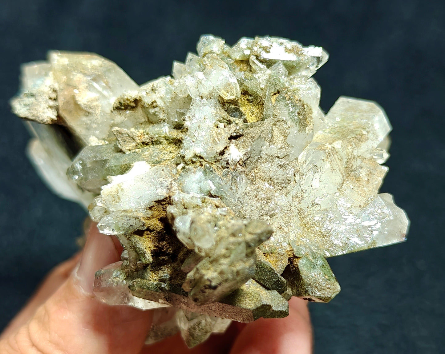 An Aesthetic Natural beautifully terminated Chlorite Quartz crystals cluster 318 grams