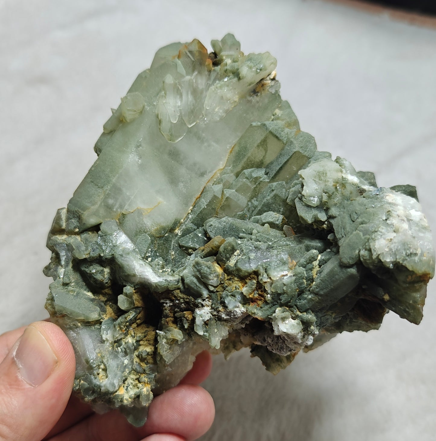 Chlorite Quartz crystals cluster 590 grams