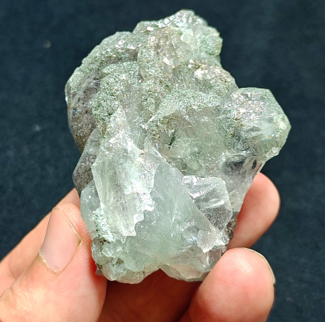 Light Purple Apatite with Green Inclusions of Byss-olite 115 grams