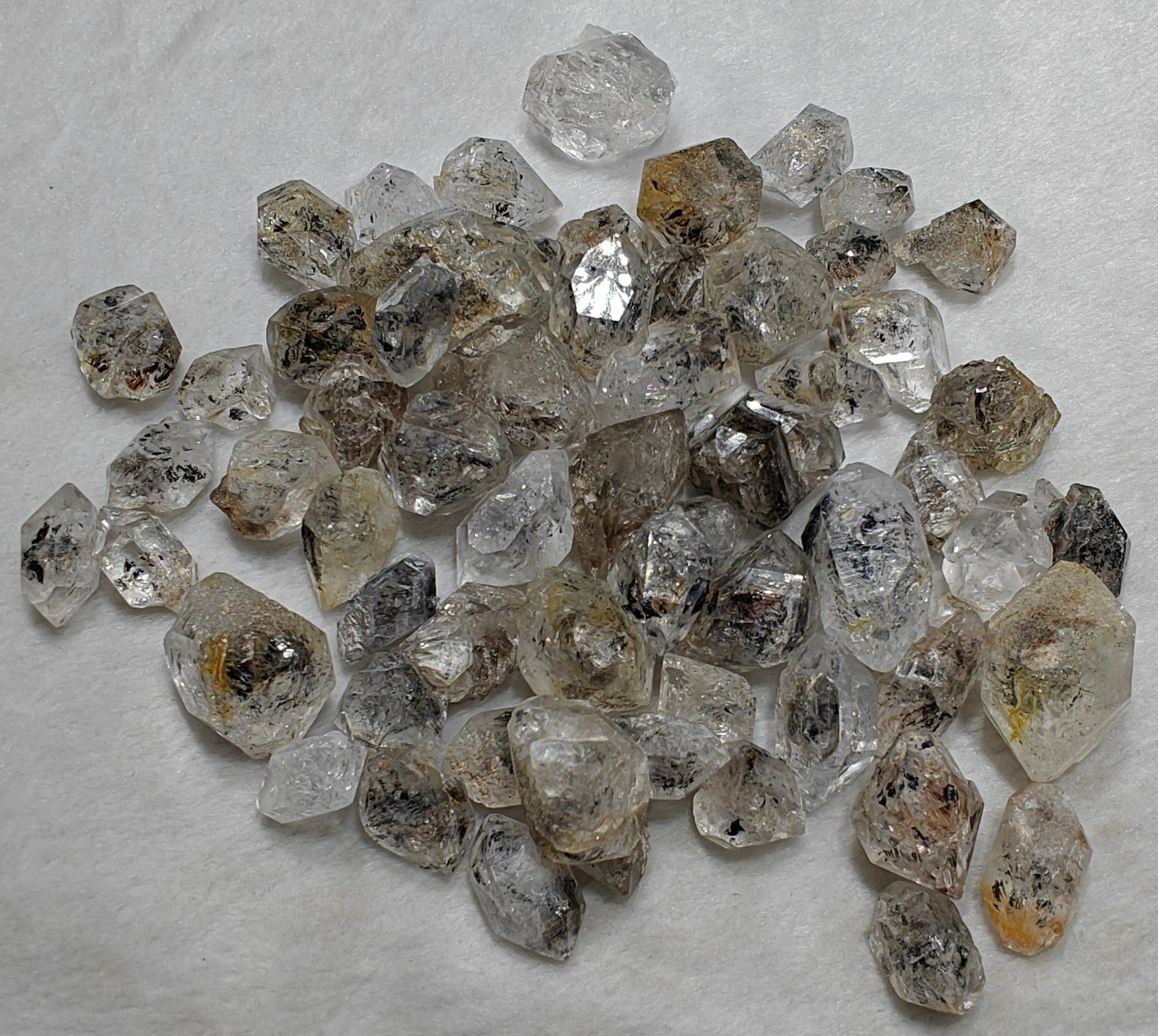 220 grams diamond quartz crystals some with carbon inclusions