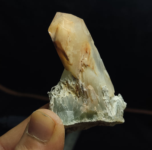 Natural quartz crystal with amphibole inclusion 55 grams