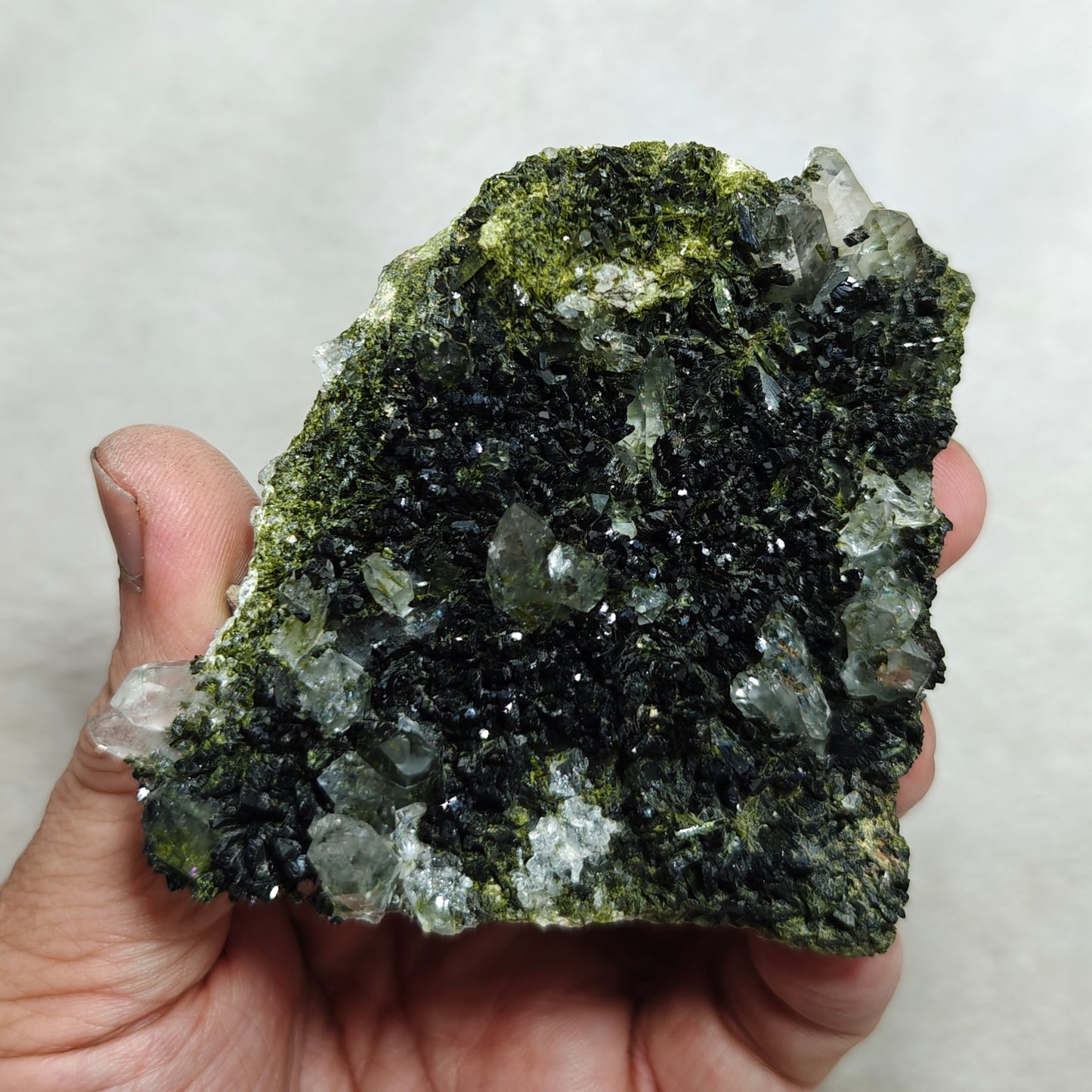Natural double sided quartz and Epidote specimen 194 grams