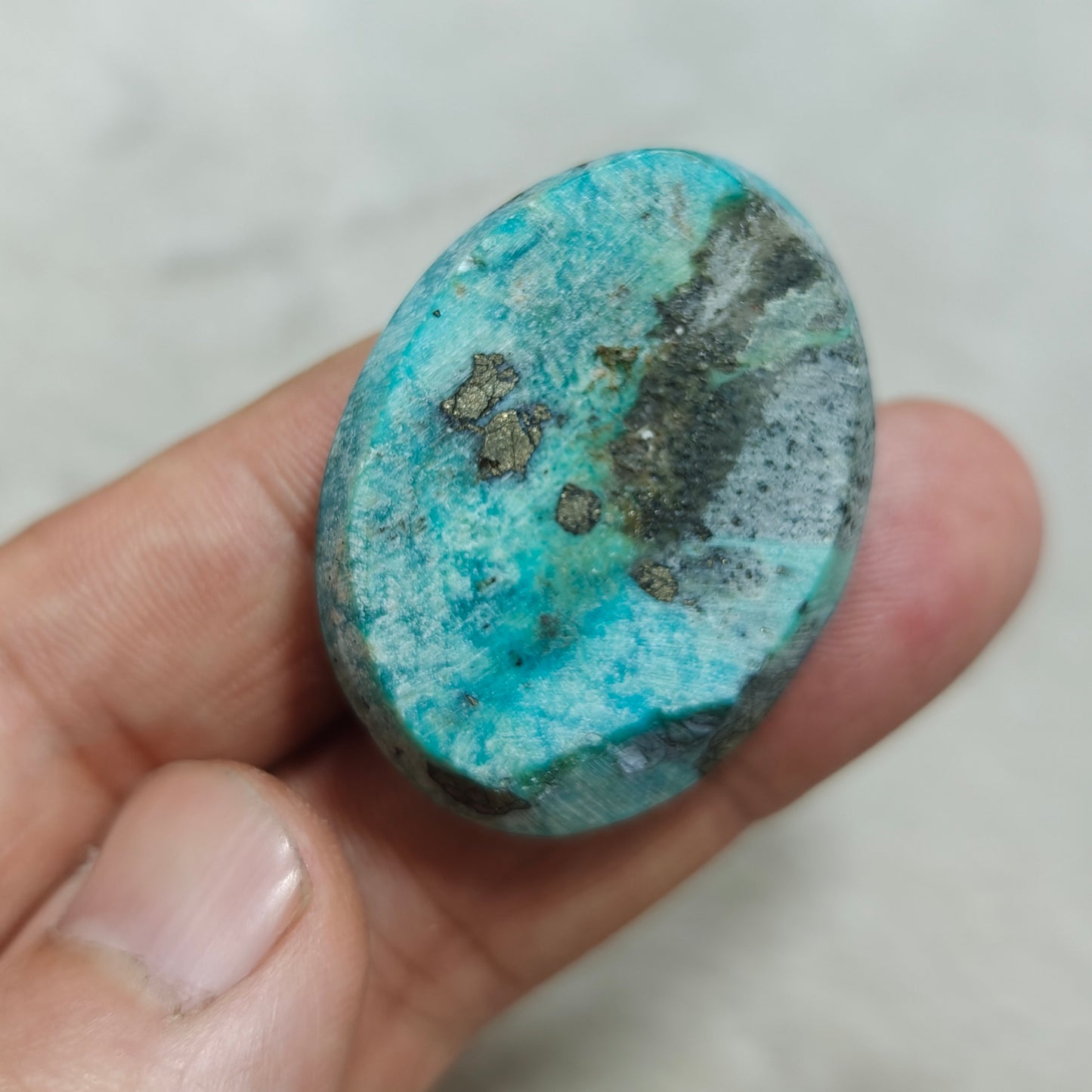 Single amazing natural turquoise cabochon with Pyrite  22 grams