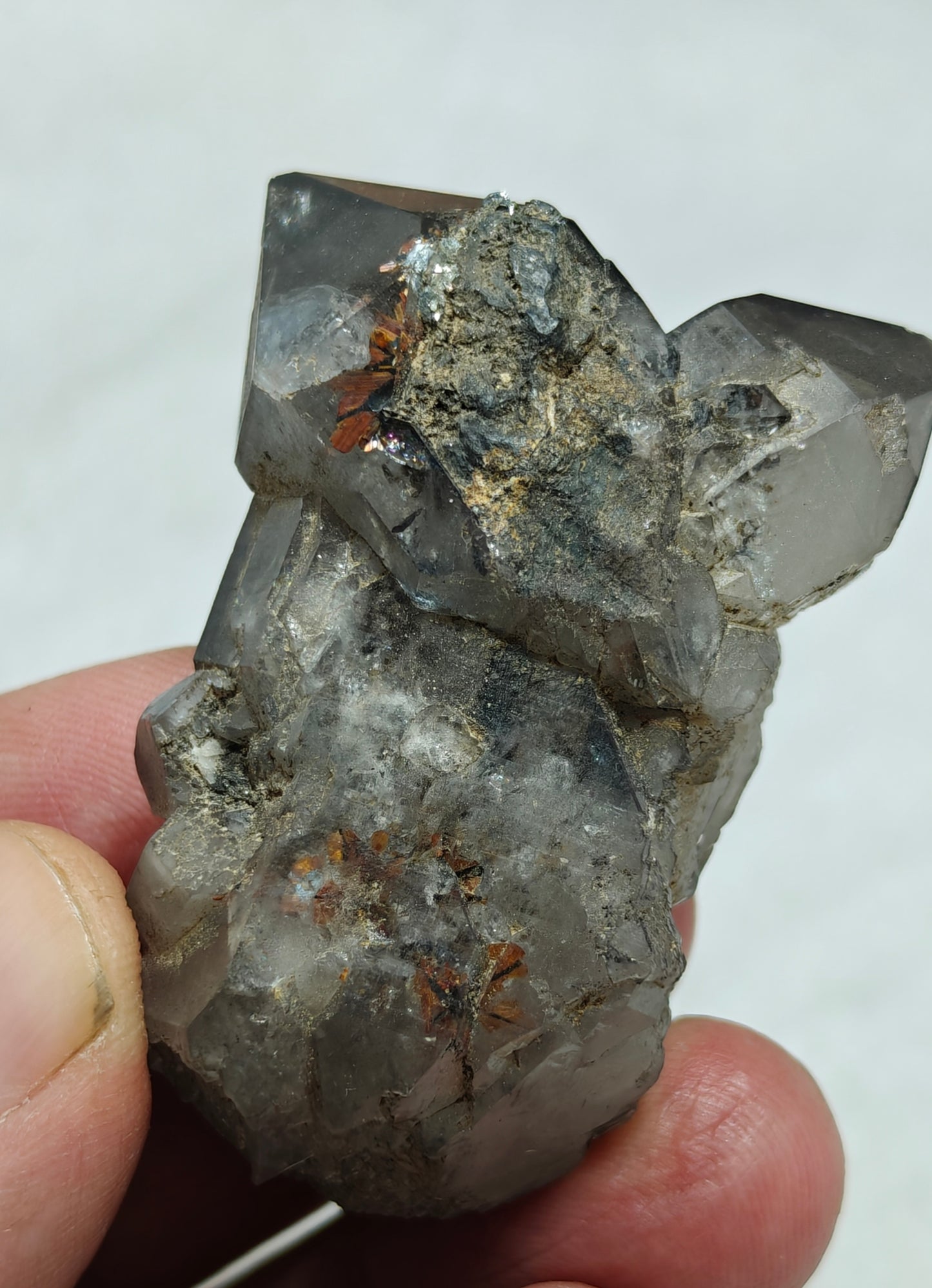 Natural smoky quartz crystal with rutiles inclusions 59 grams