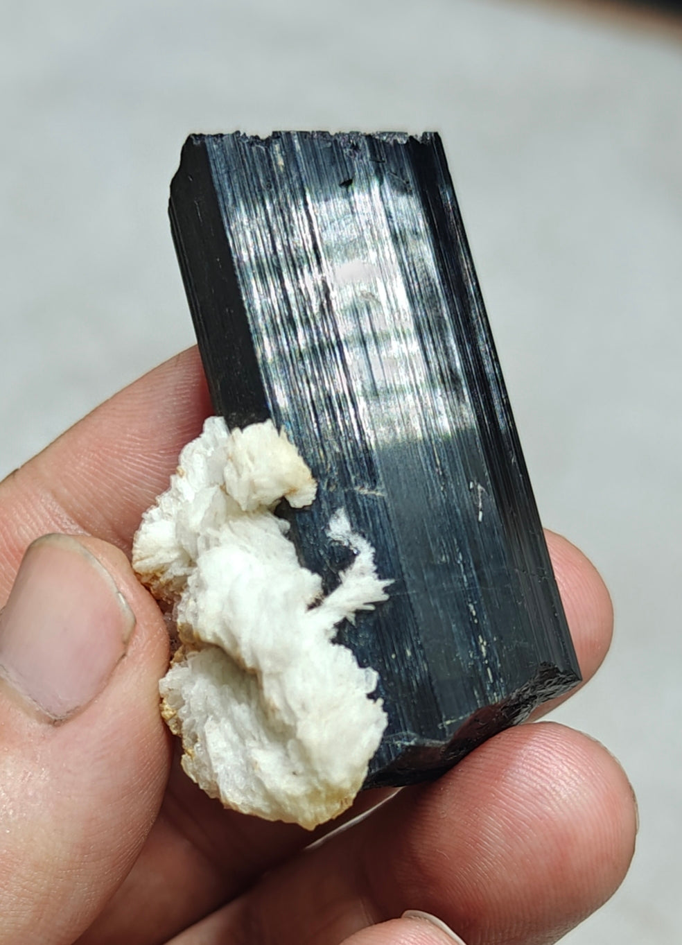 An Aesthetic Natural Tourmaline crystals with Albite attachment 81 grams