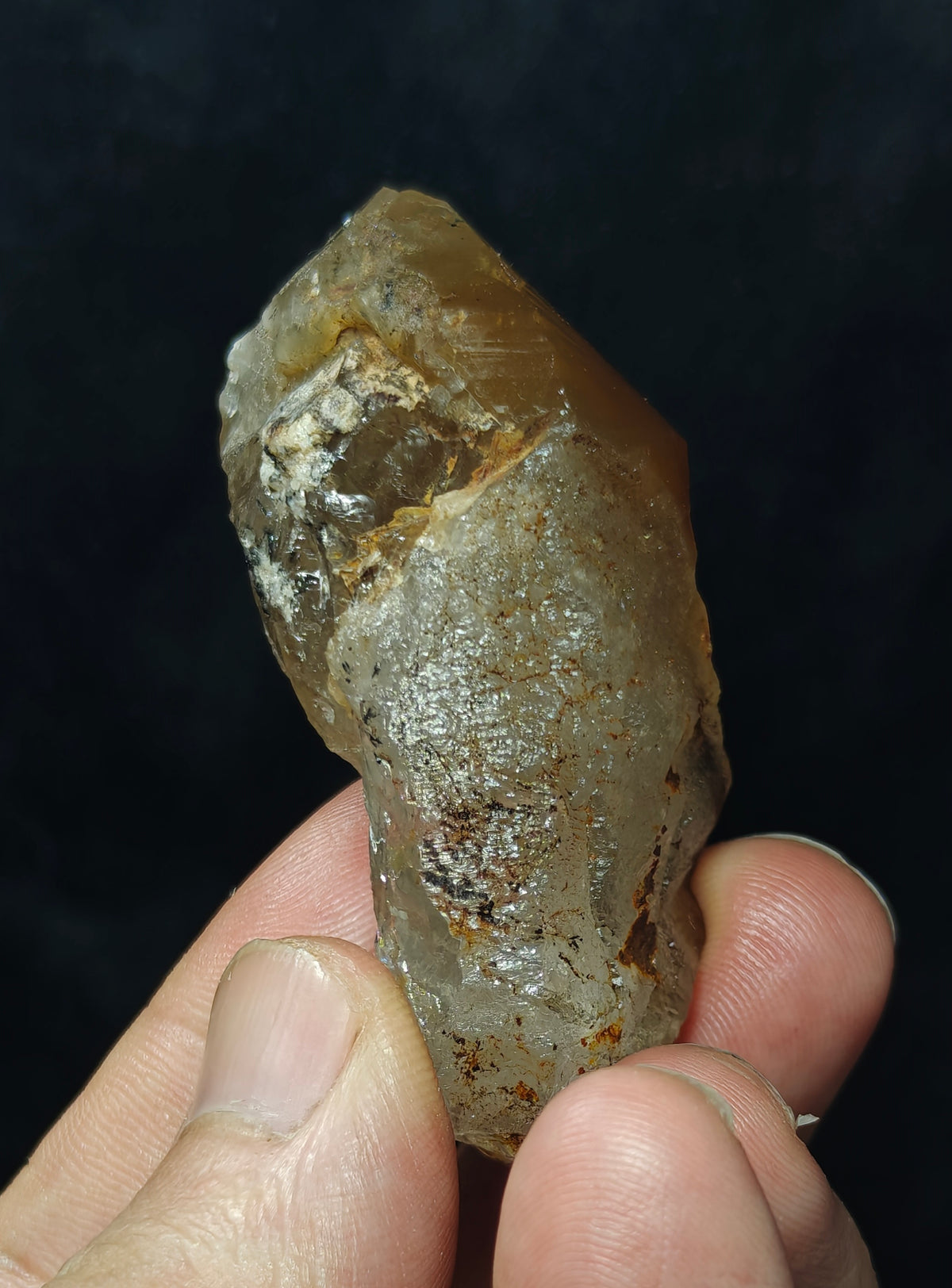 Astrophyllite included terminated Quartz Crystal 58 grams