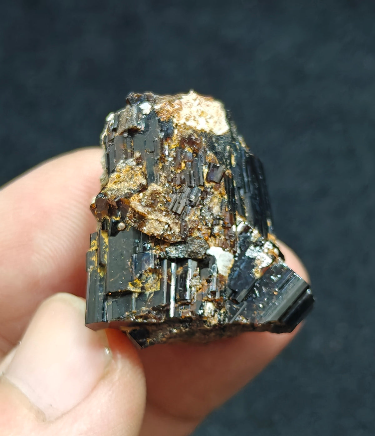Natural dark brown Vesuvianite crystal on matrix 25 grams
