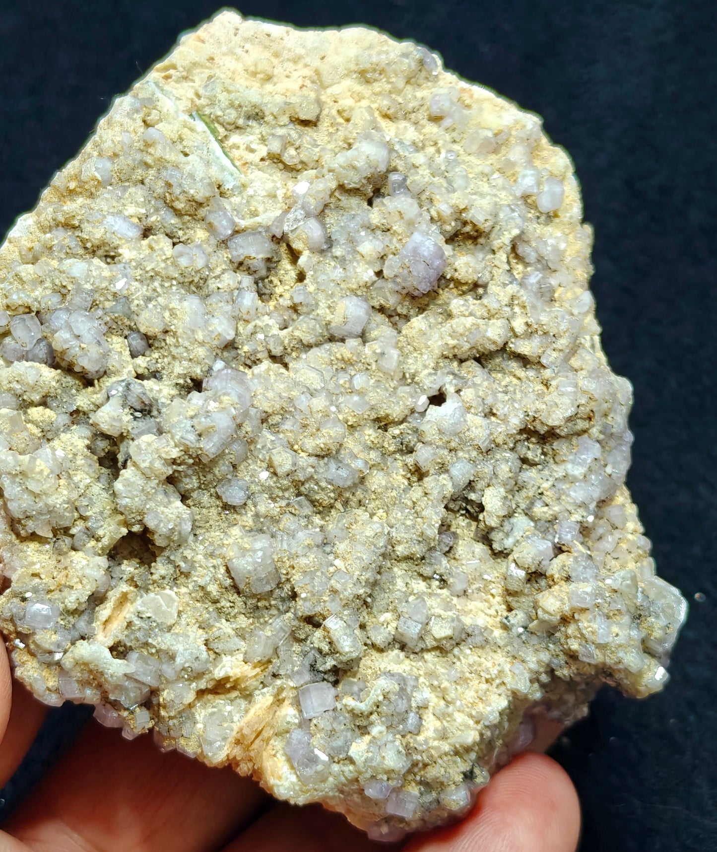 Purple Apatite crystals on matrix with a quartz and small Tourmaline crystal 280 grams