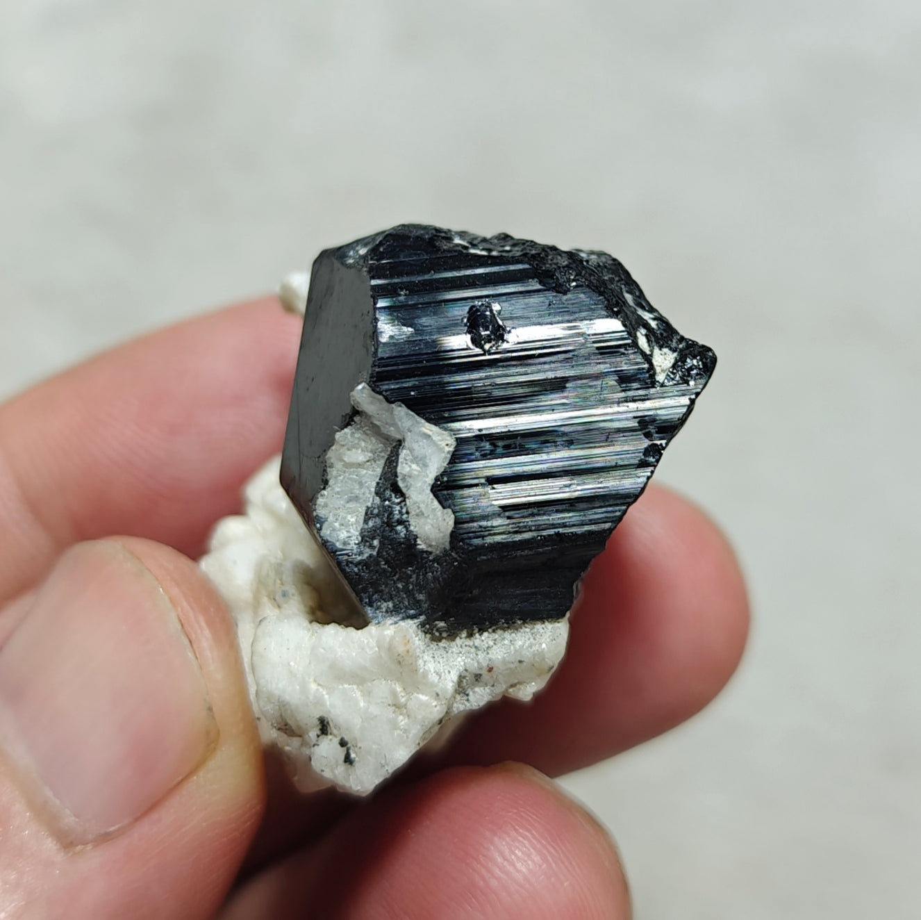 Natural Tourmaline crystal specimen with associated albite 29 grams