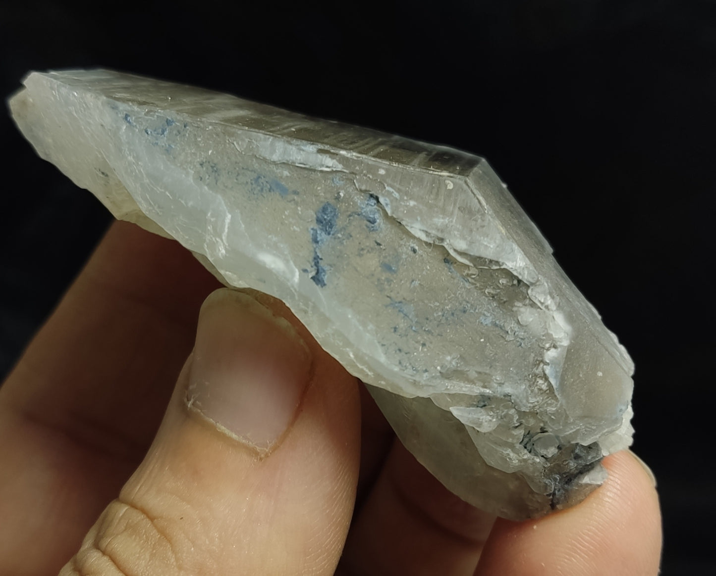 Natural Terminated Indicolite Blue Quartz Smoky Crystal 87 grams