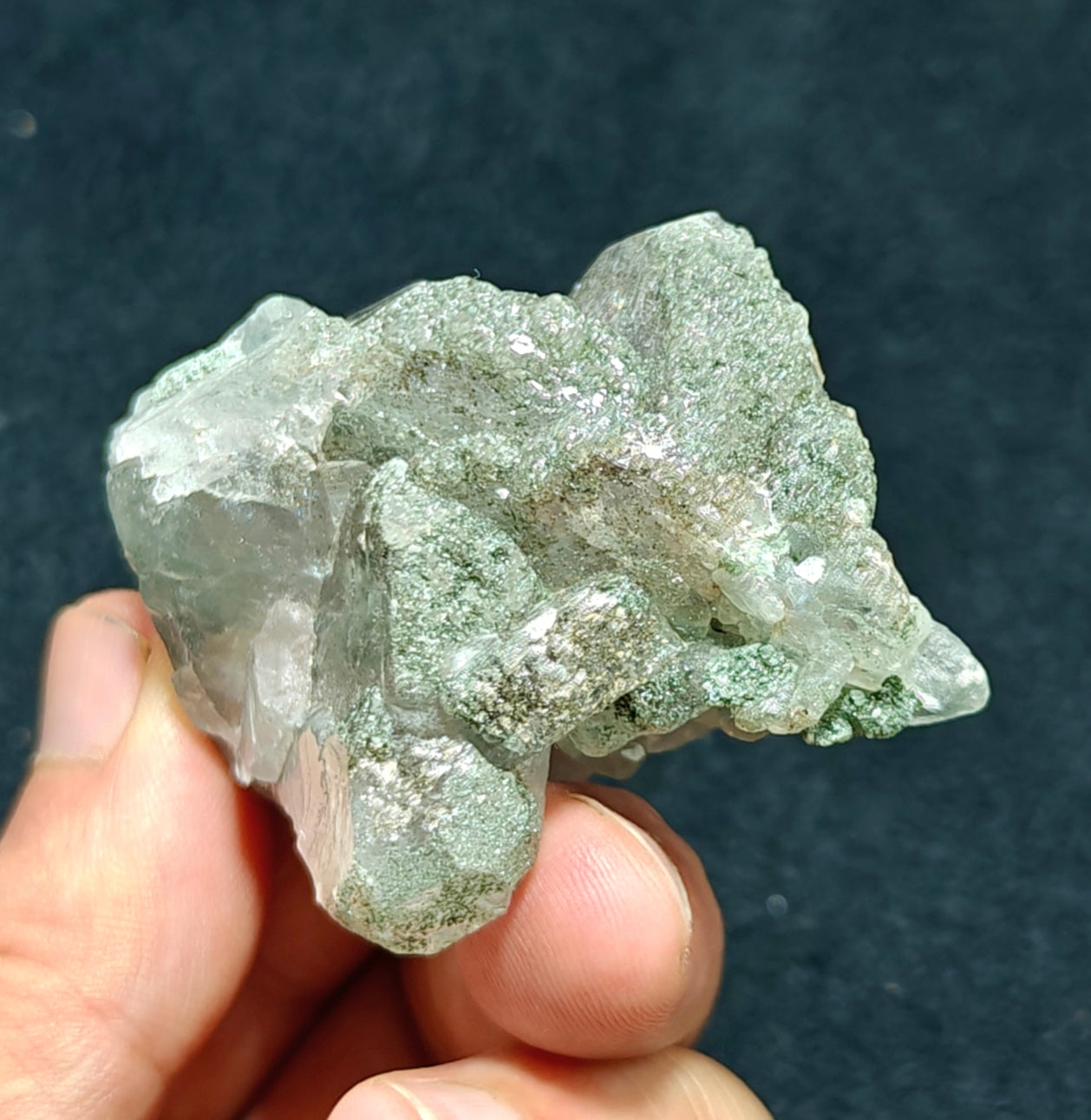 Light Purple Apatite with Green Inclusions of Byss-olite 115 grams