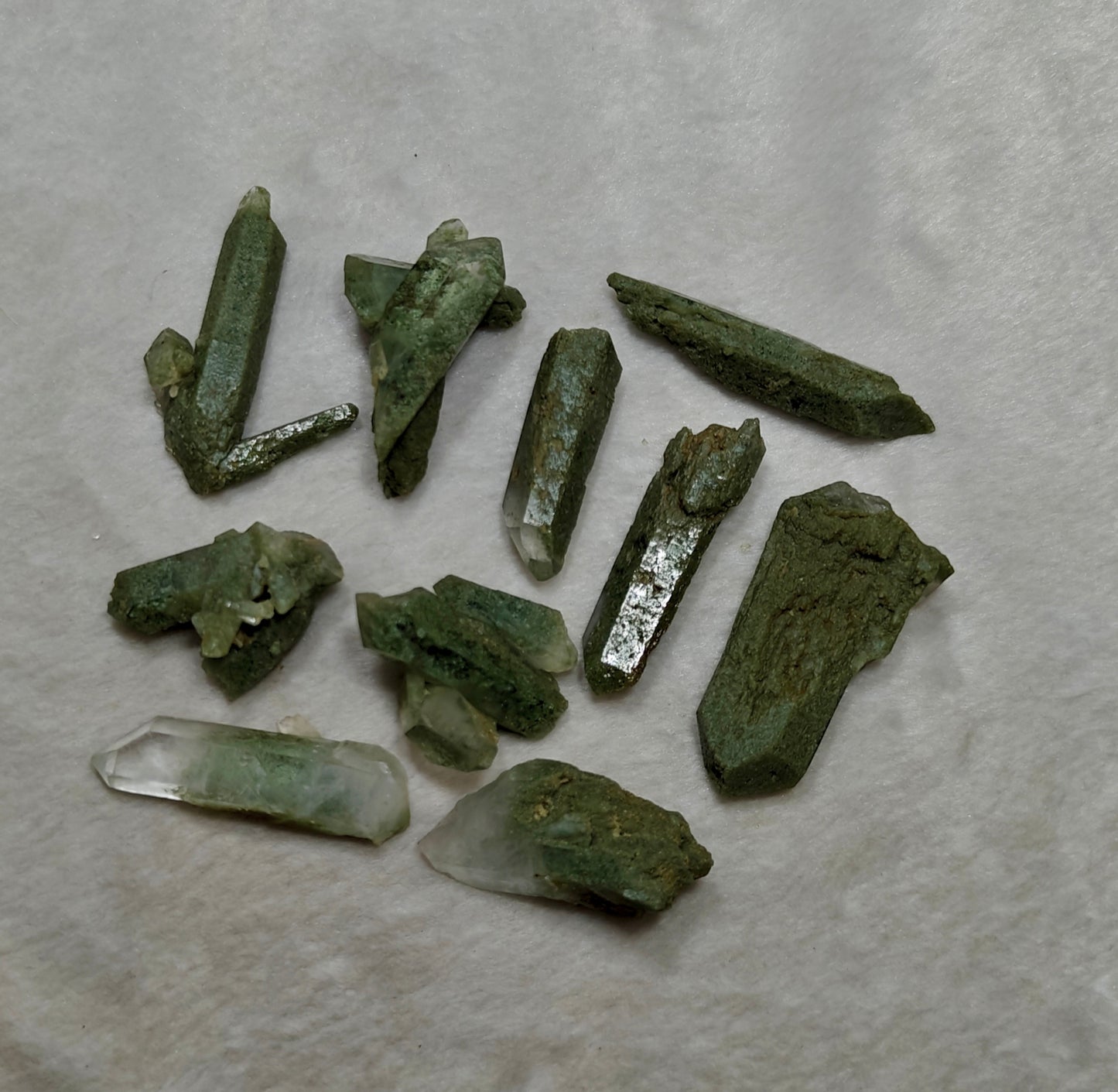 Natural Chlorite Quartz 10 pieces 106 grams