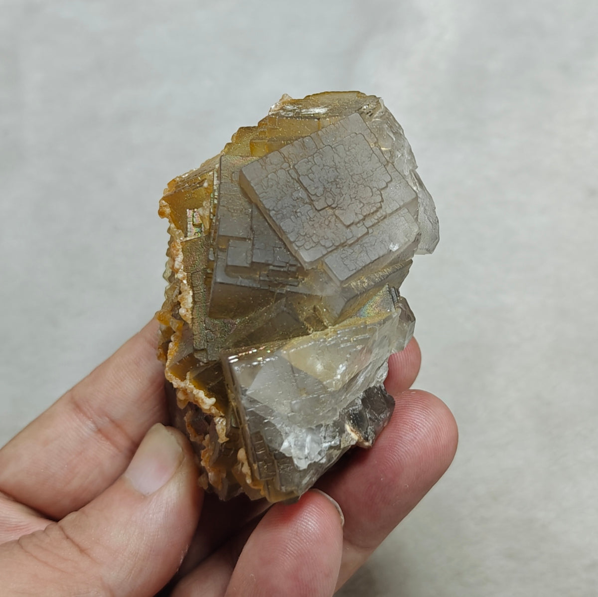 Natural iridescent Fluorite and Calcite 236 grams