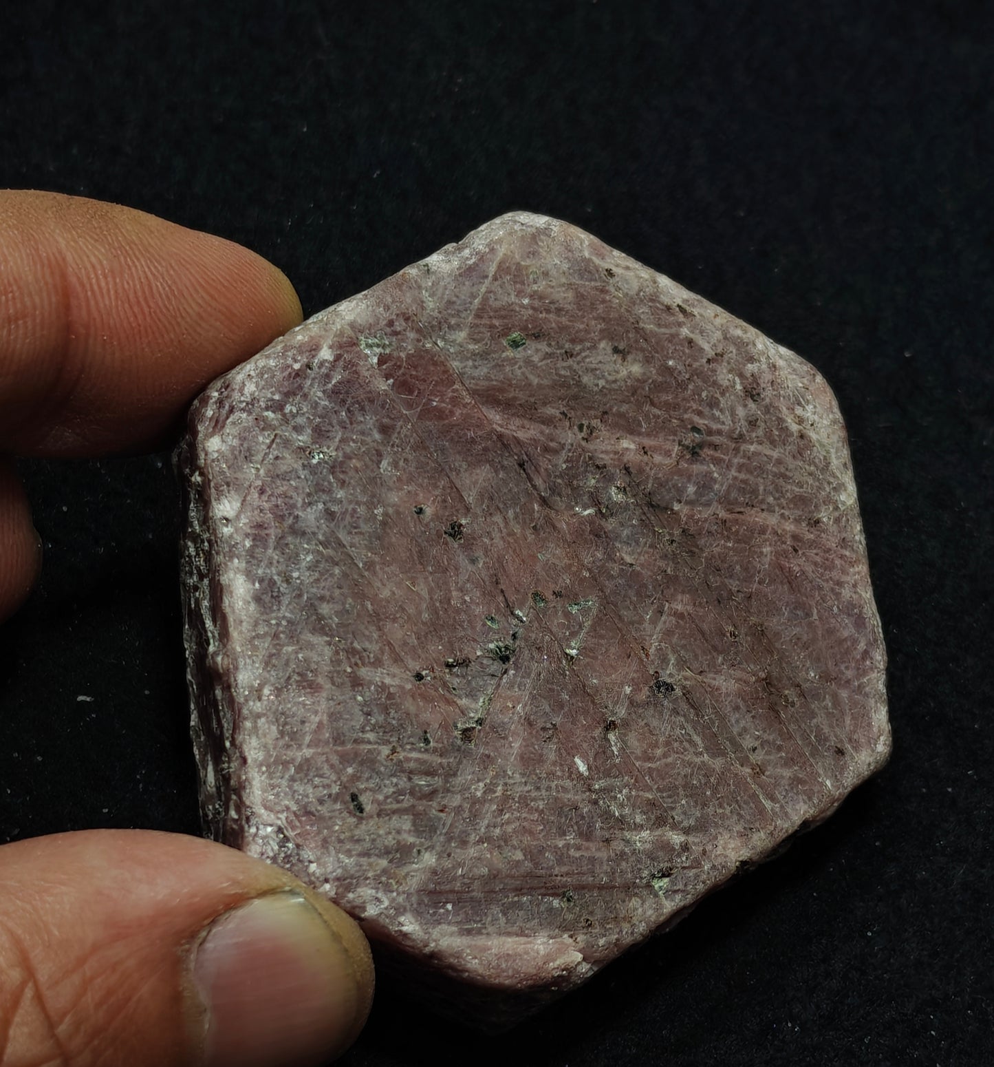 Natural hexagonal ruby corundum crystal 129 grams