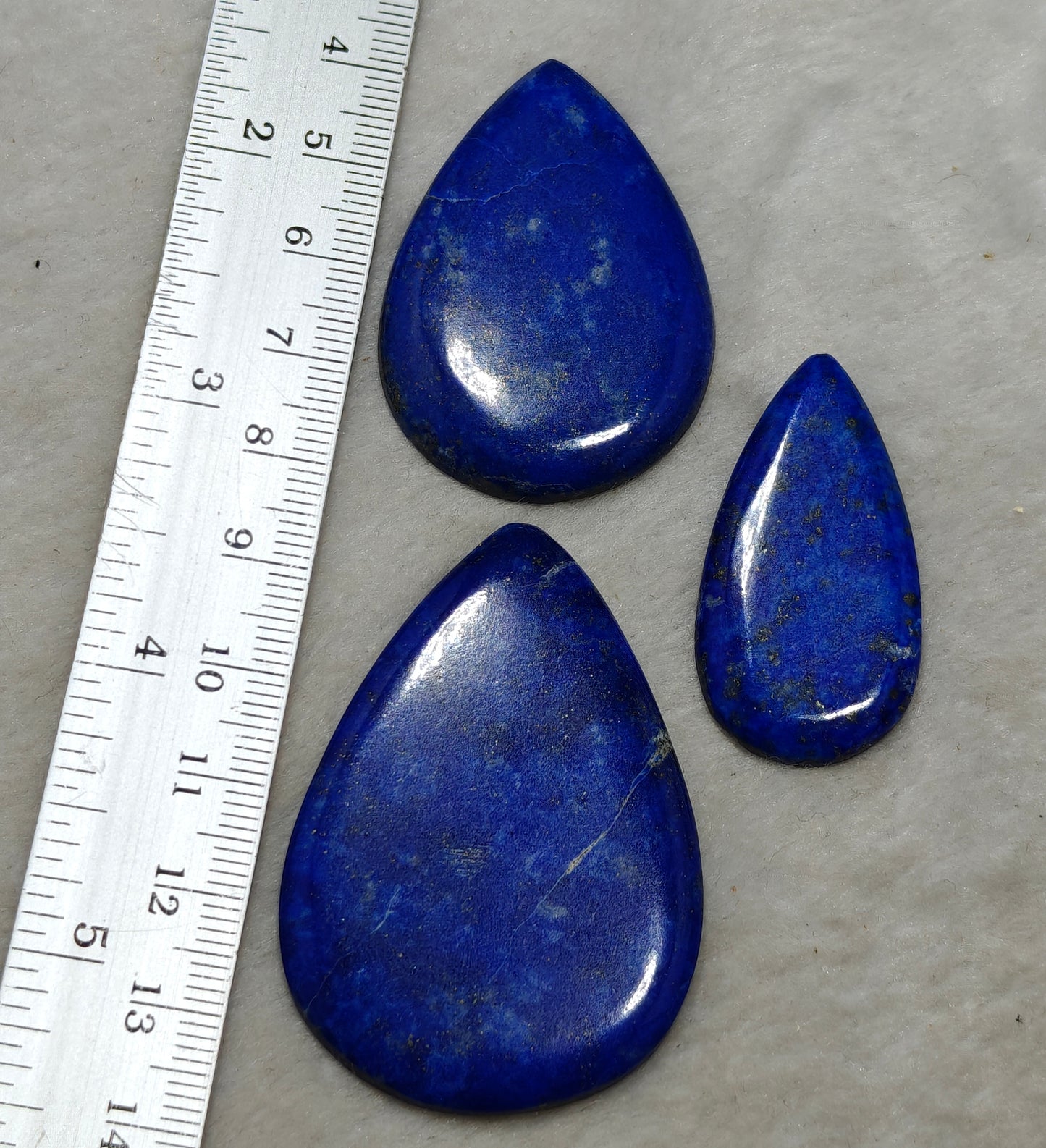 3 Lapis Lazuli Cabochons pear shaped flat back