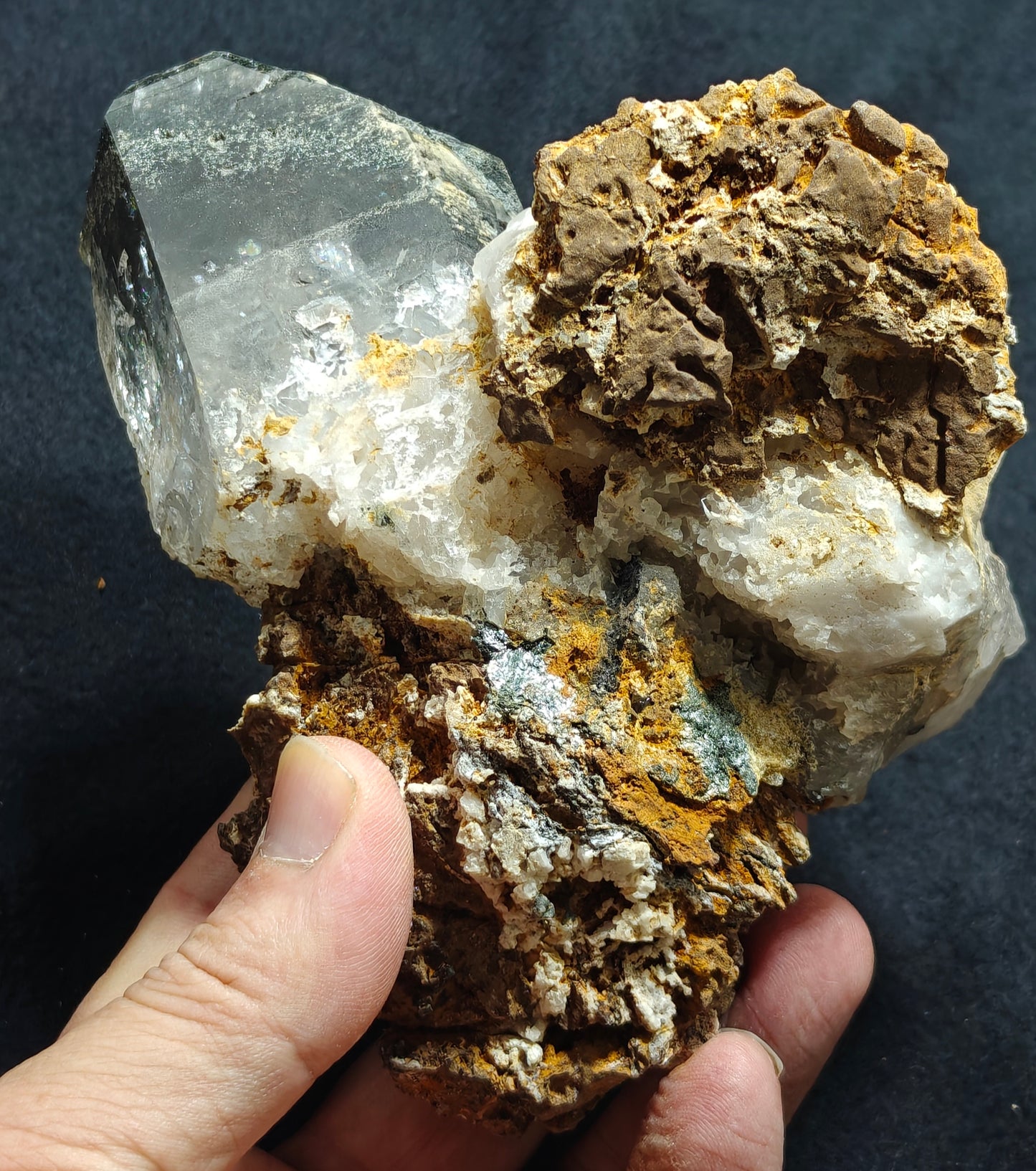 Natural etched Chlorite Quartz with siderite specimen 968 grams