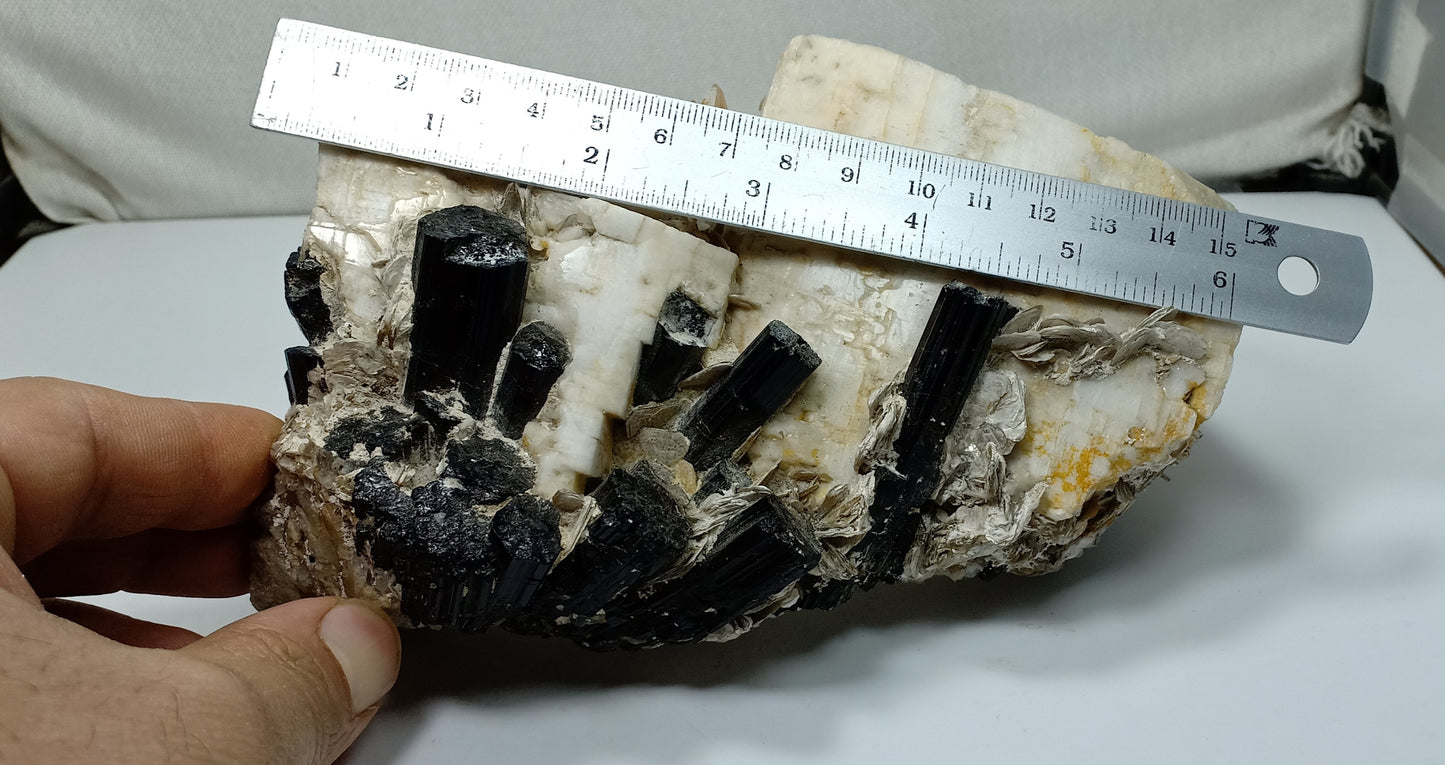 Beautiful Black Tourmaline Specimen with Albite and Quartz Crystals 1450 grams