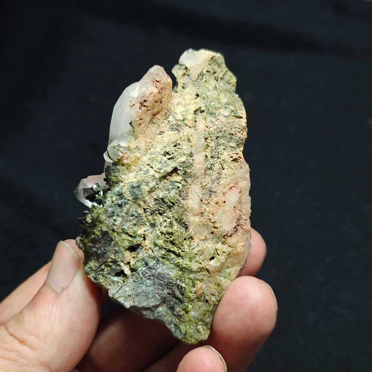Natural Epidote quartz cluster 137 grams