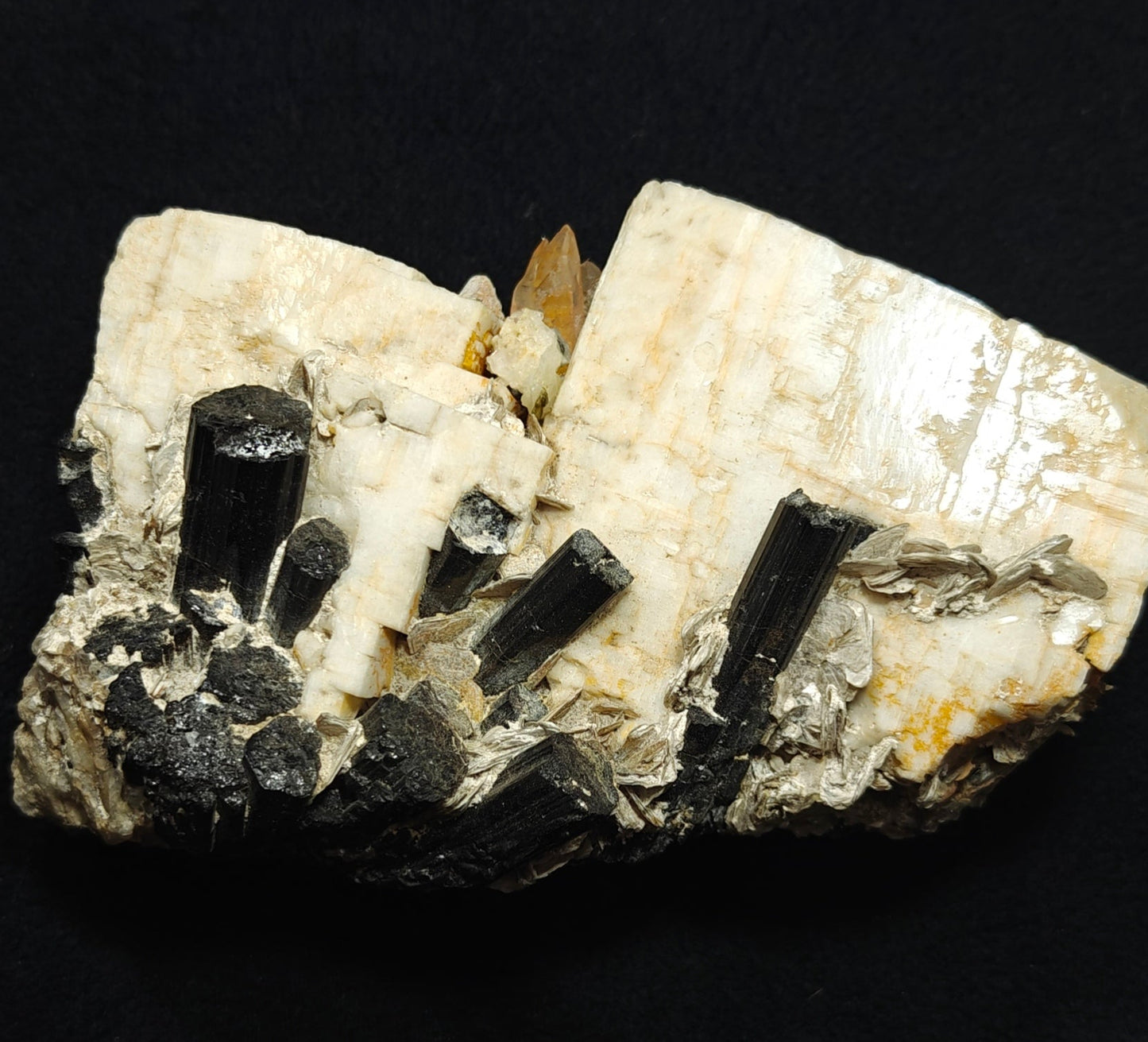 Beautiful Black Tourmaline Specimen with Albite and Quartz Crystals 1450 grams