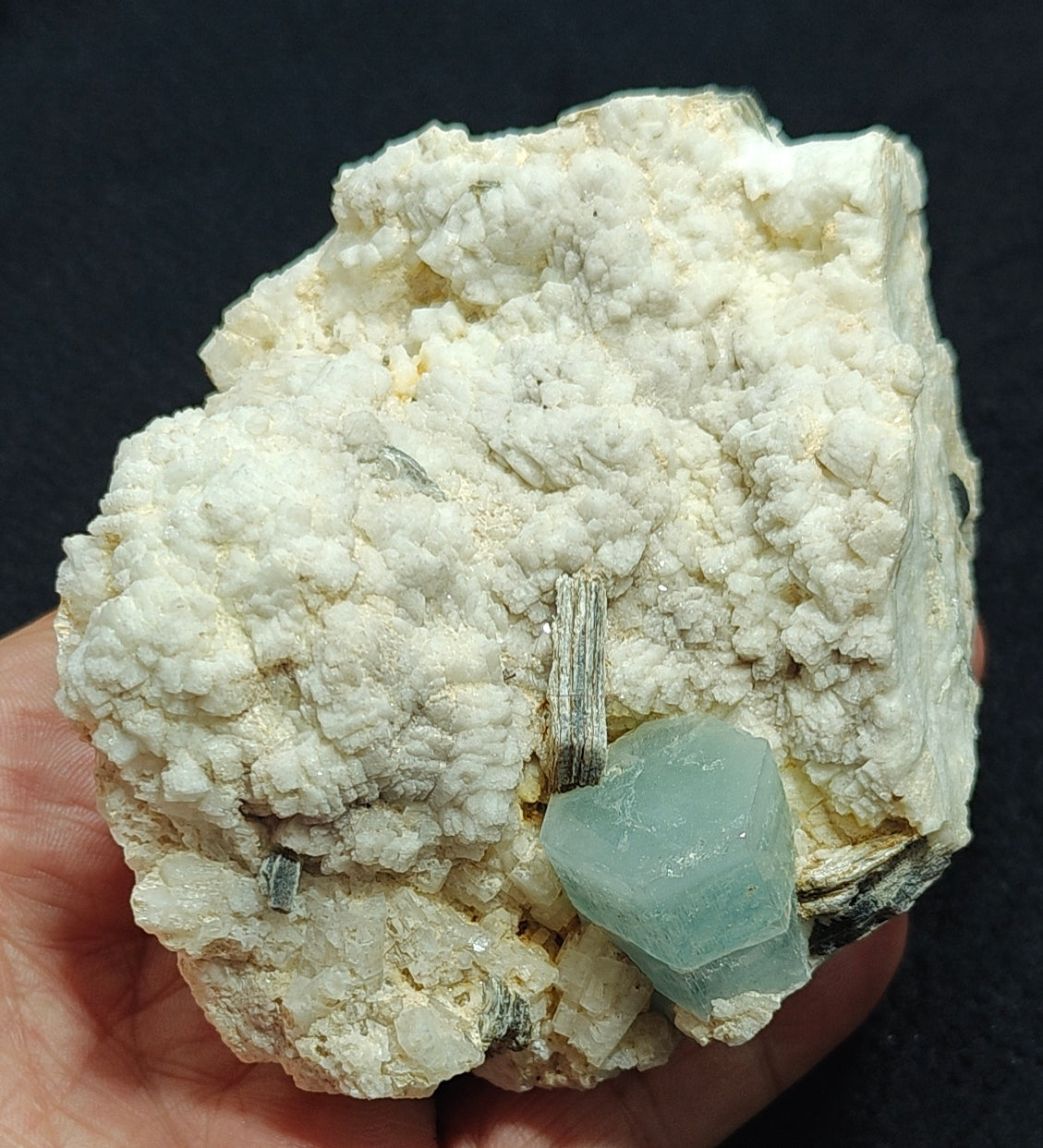 Afghanistan Aquamarine Crystal on matrix with albite 500 grams