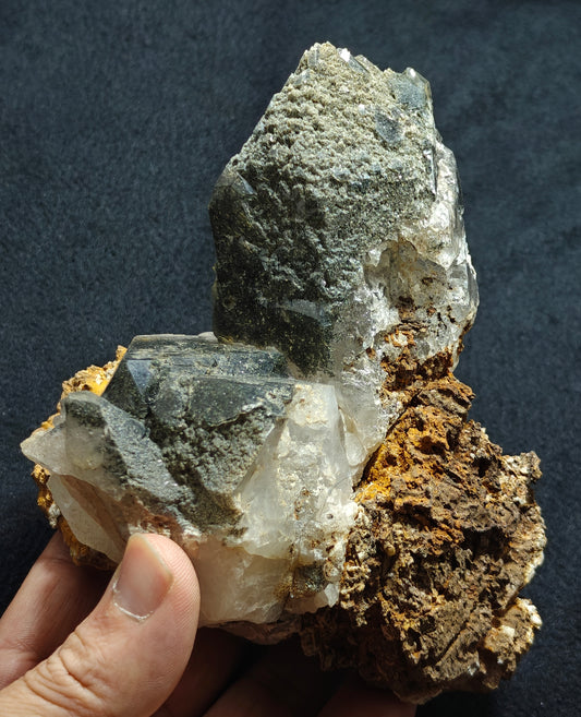Natural etched Chlorite Quartz with siderite specimen 968 grams