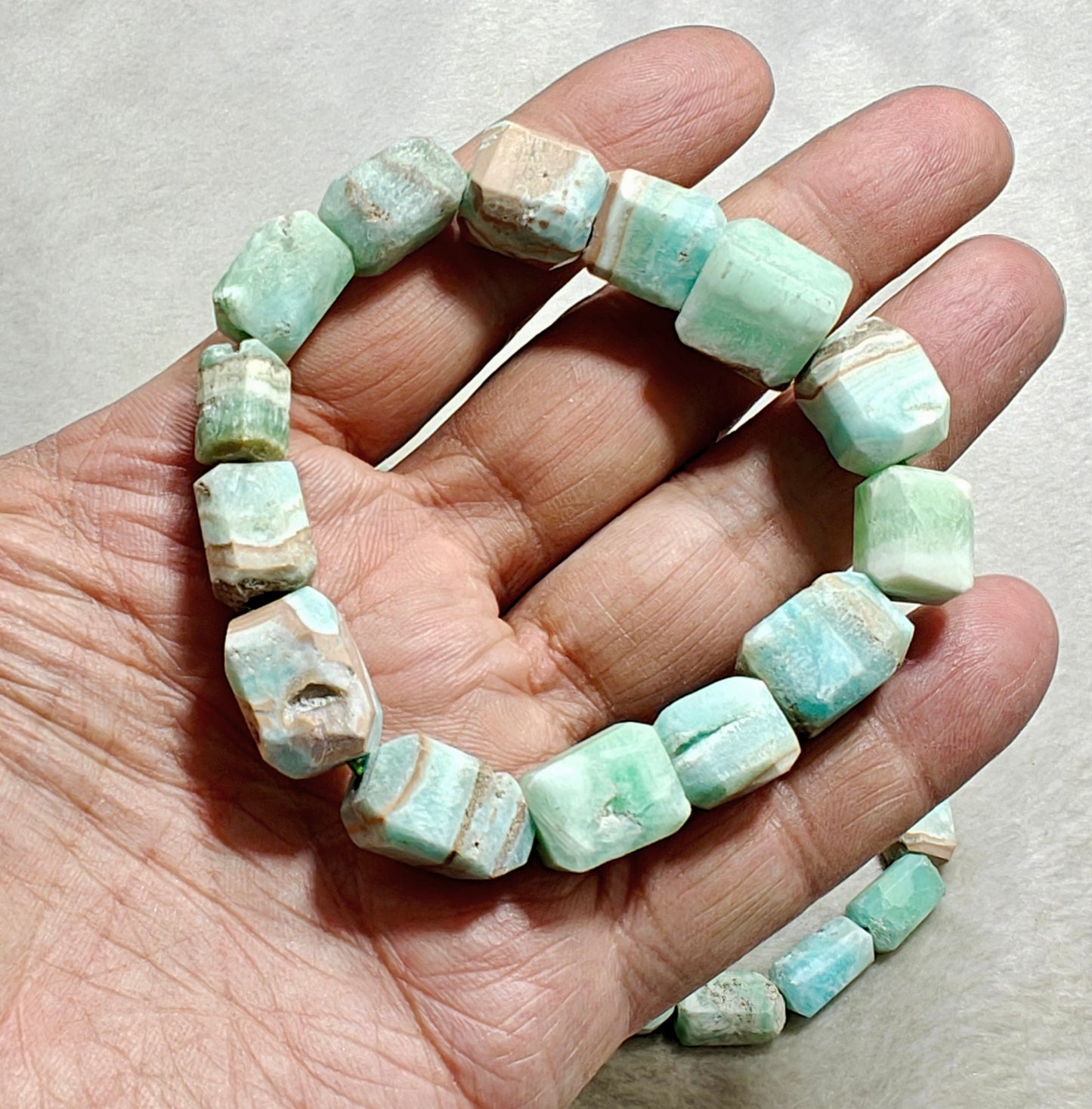 Natural aragonite beads bracelets adjustable elastic fit