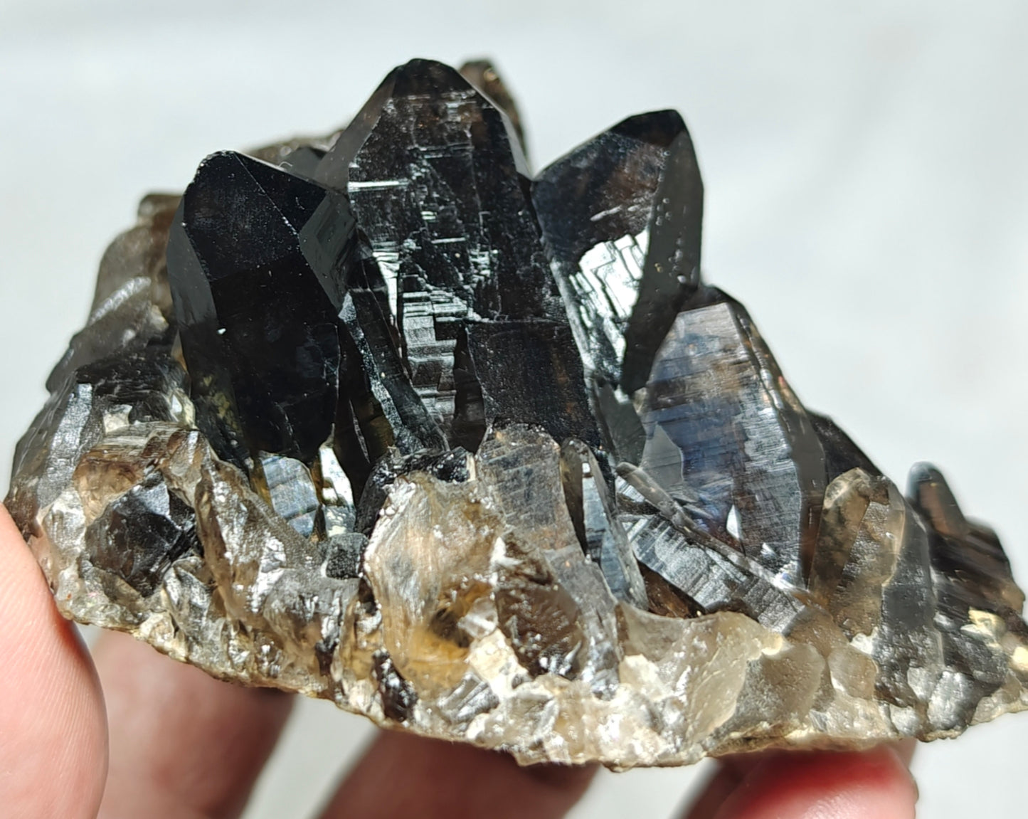 Natural smoky quartz cluster 296 grams