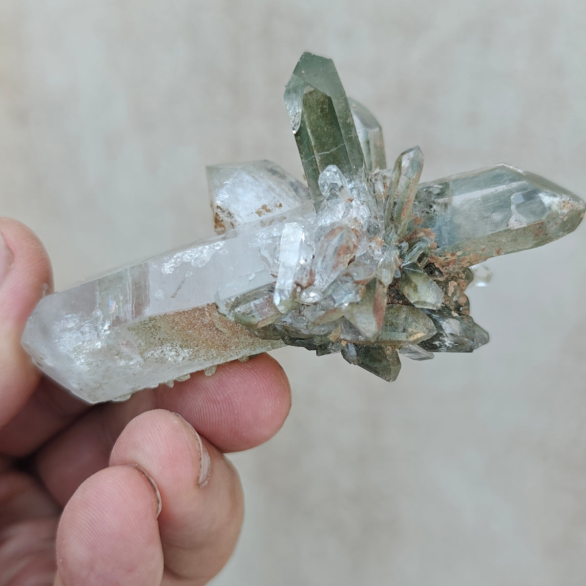 Natural Chlorite Quartz crystals cluster 104 grams