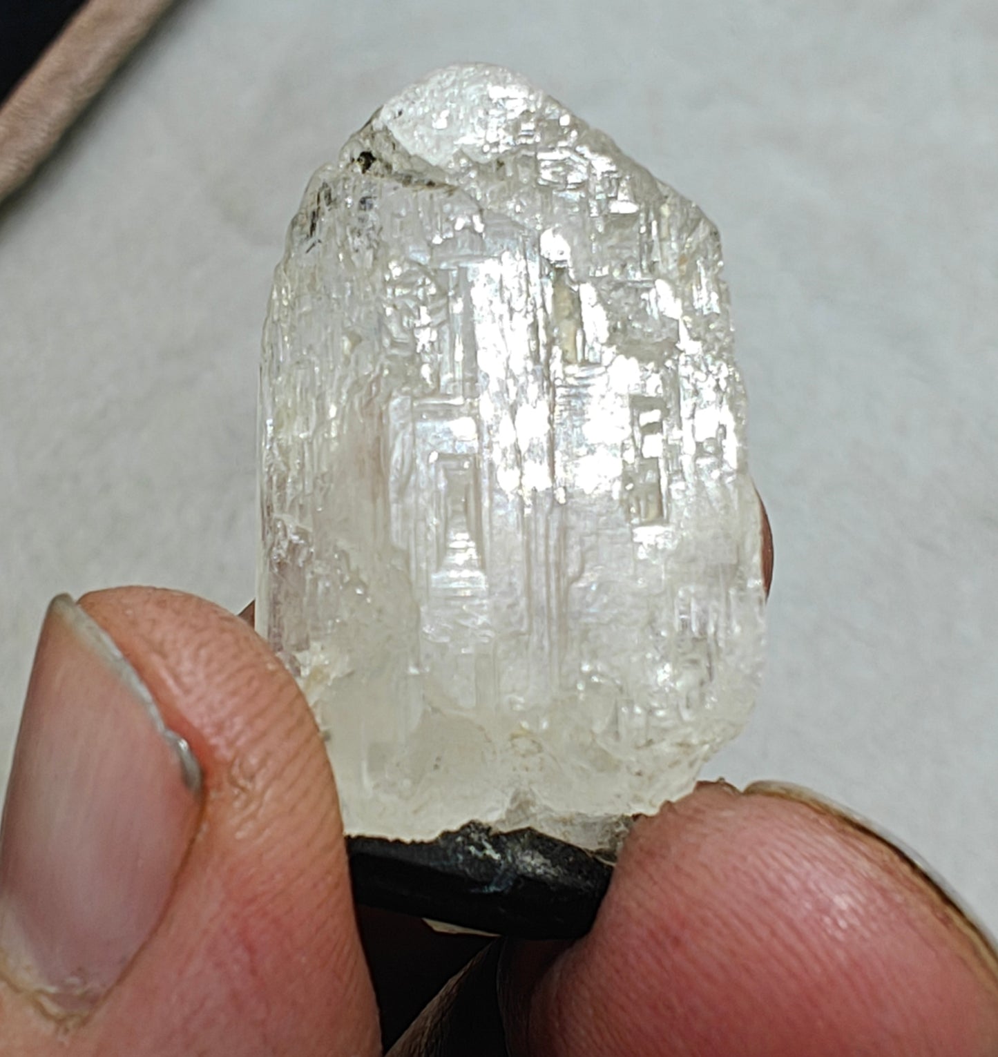 Natural terminated topaz crystal with black tourmaline 17 grams