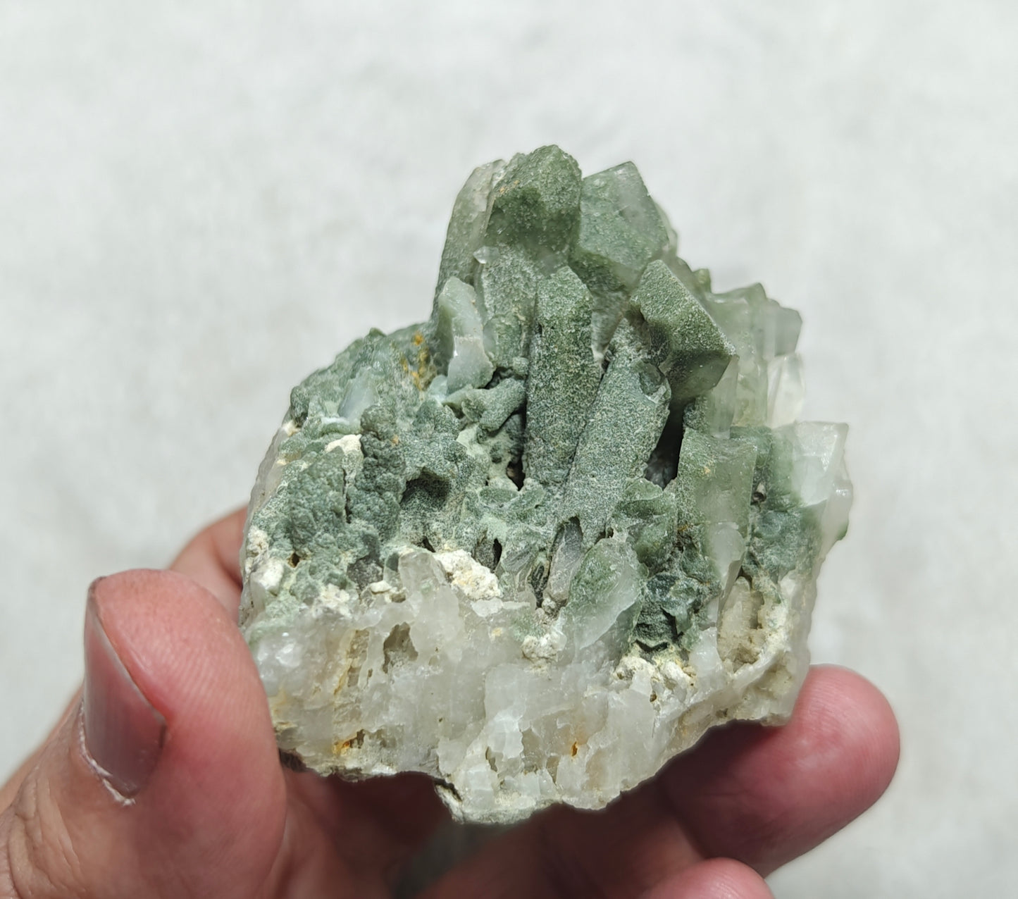 An Aesthetic small Natural crystals cluster of beautifully terminated Chlorite Quartz 163 grams