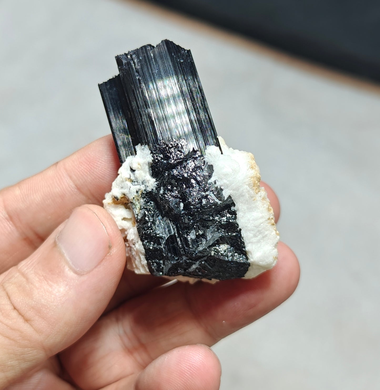 An Aesthetic Natural Tourmaline crystals with Albite attachment 74 grams