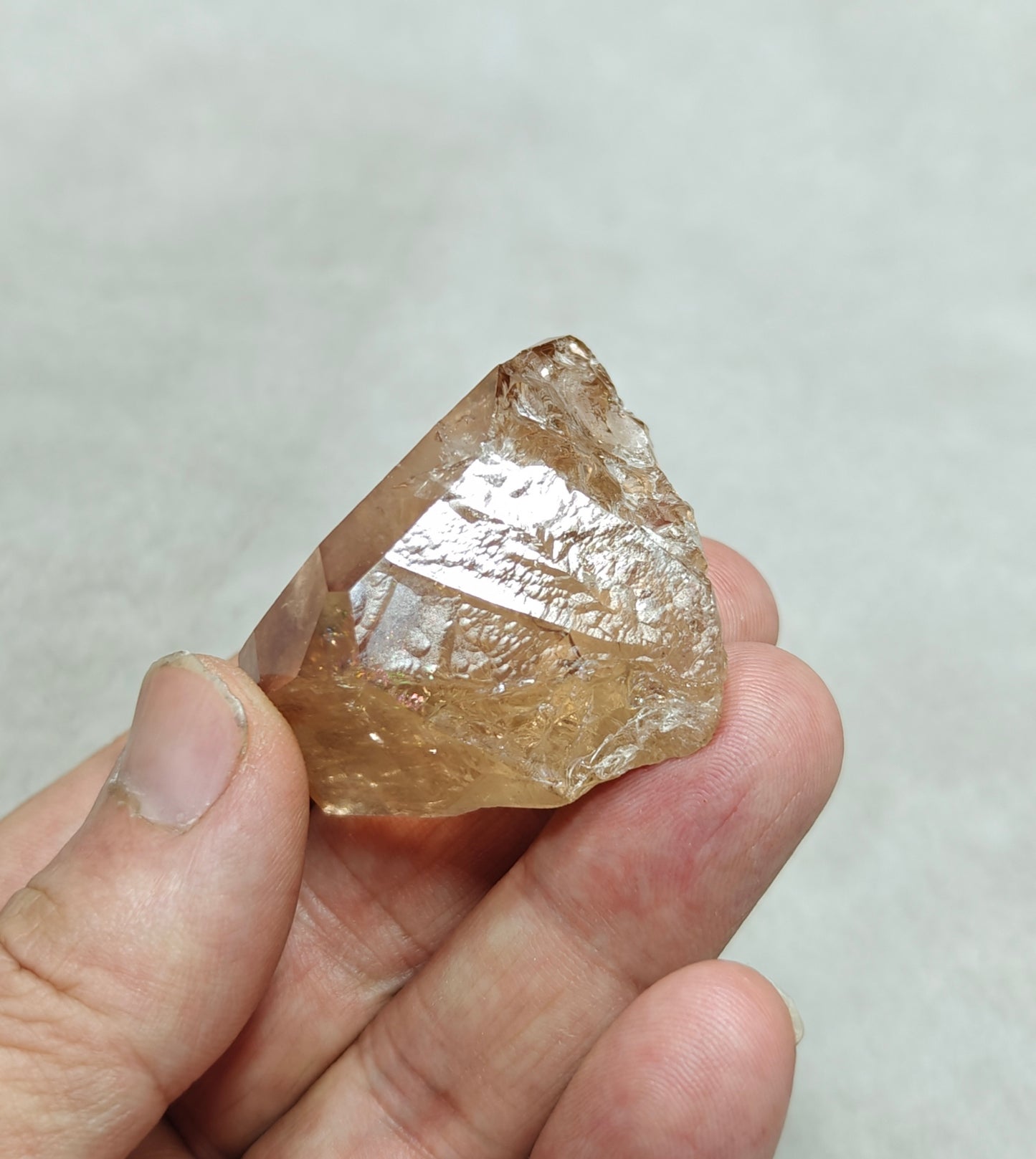 Terminated peach color Topaz crystal 84 grams