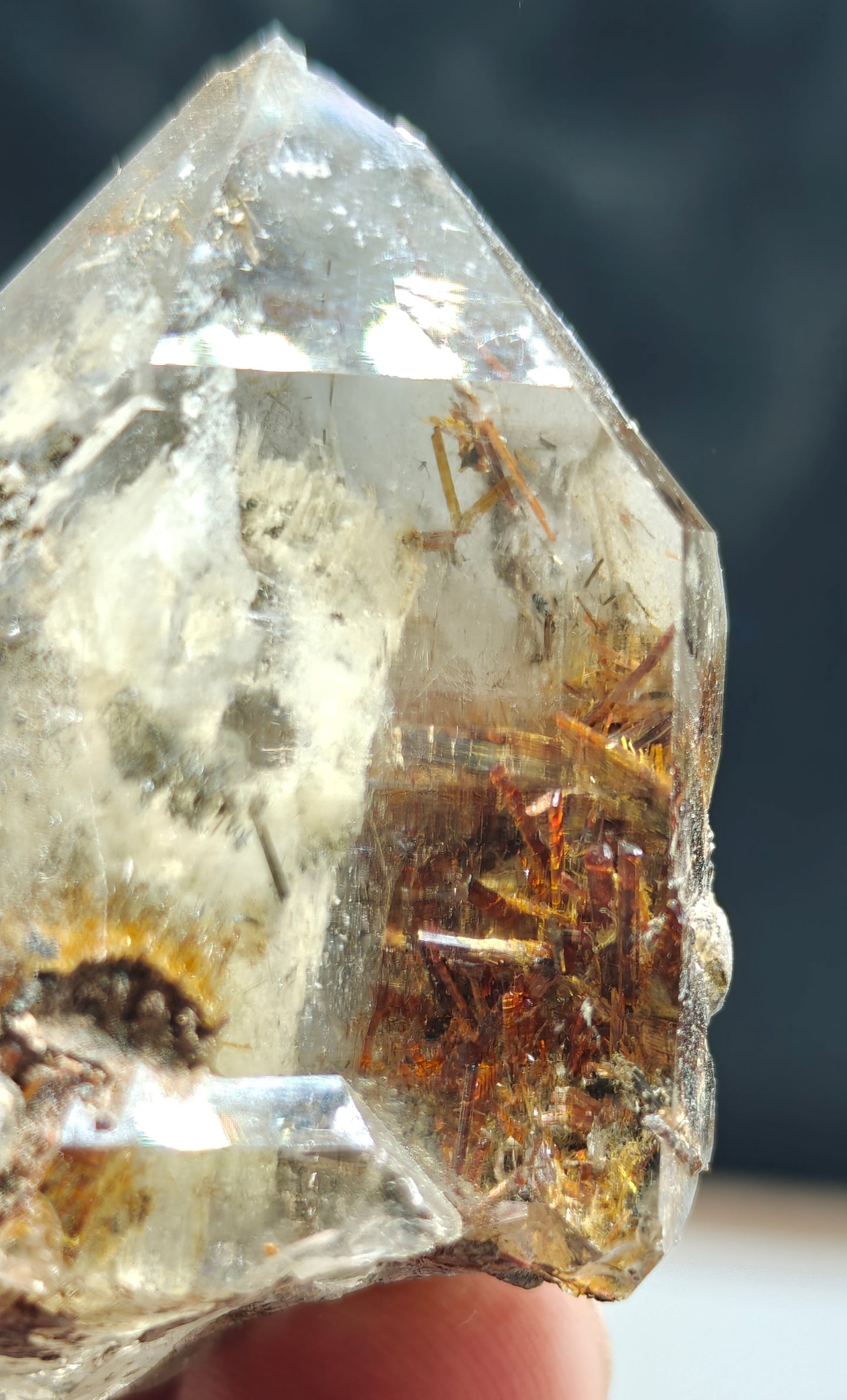 Natural smoky quartz with rutiles inclusions 73 grams