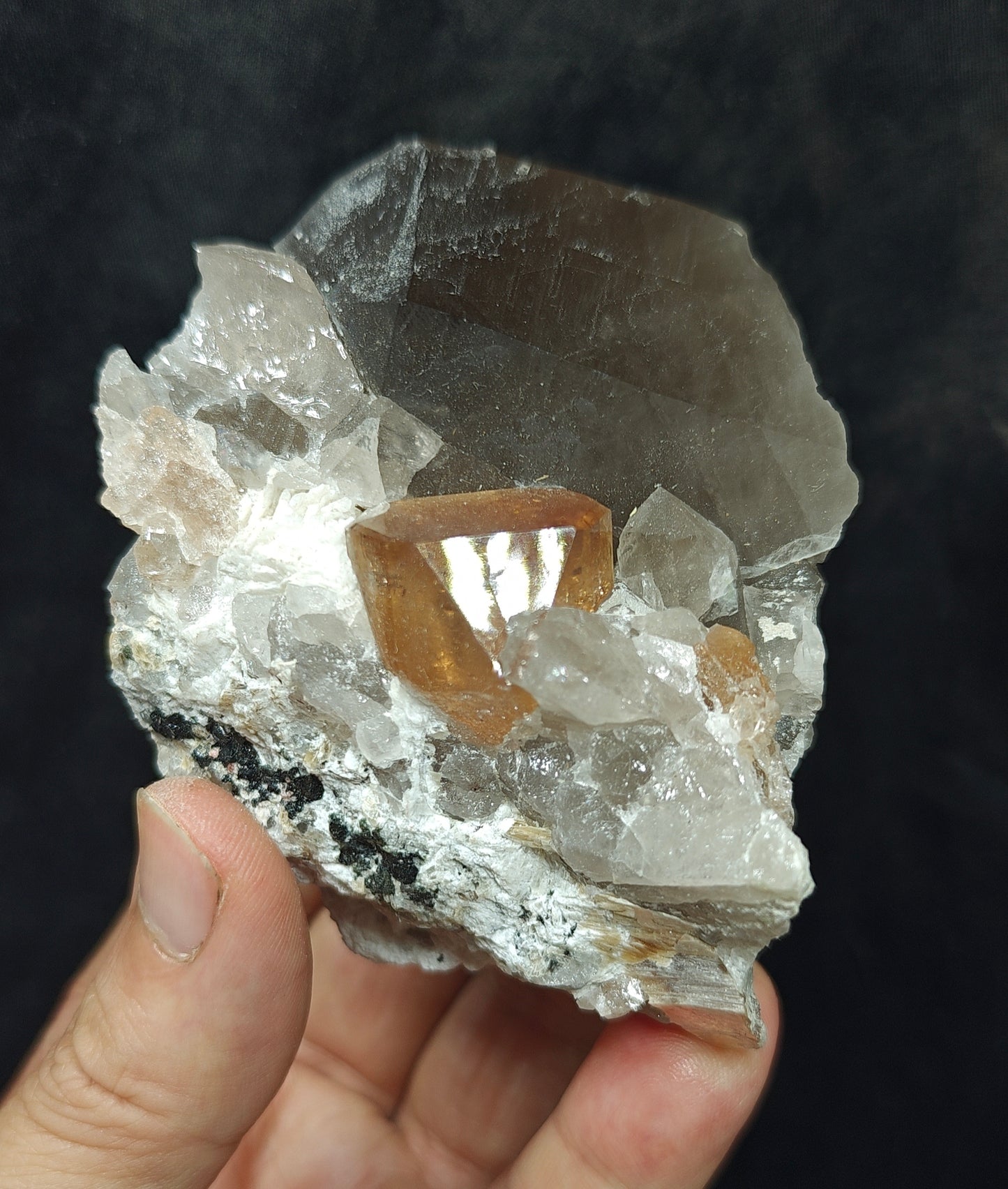 Peach color Topaz crystal on matrix 400 grams