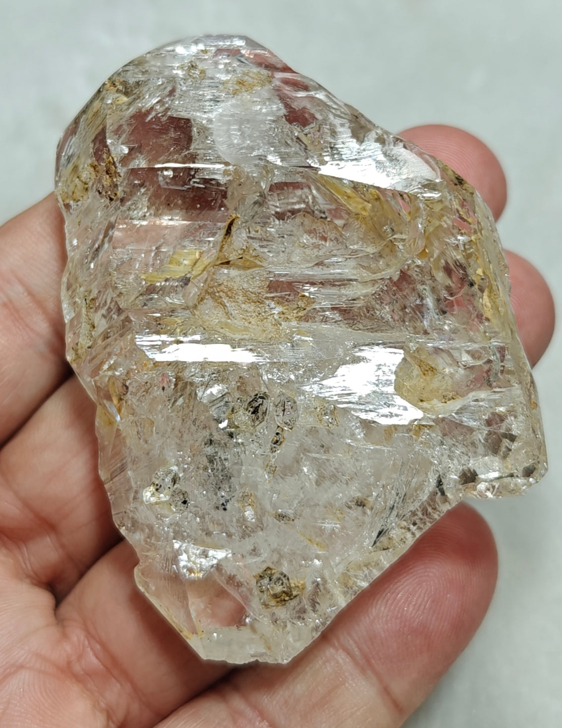 Beautiful double terminated Fenster Skeletal Quartz crystal with clay filling 94 grams