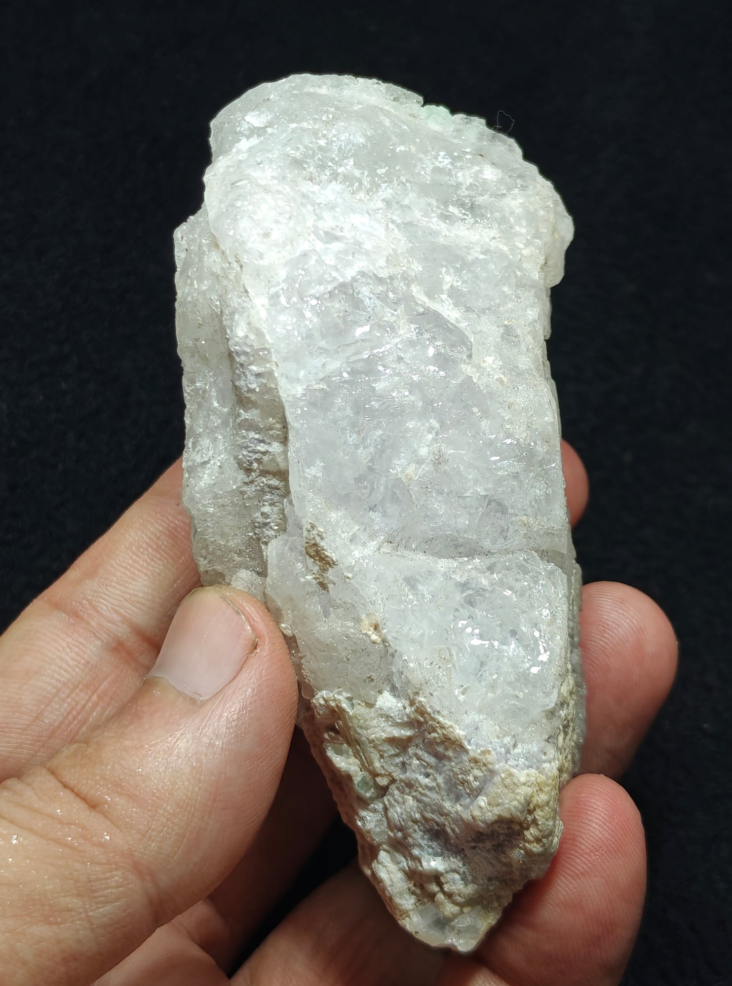 Natural etched pollucite with green tourmalines 260 grams