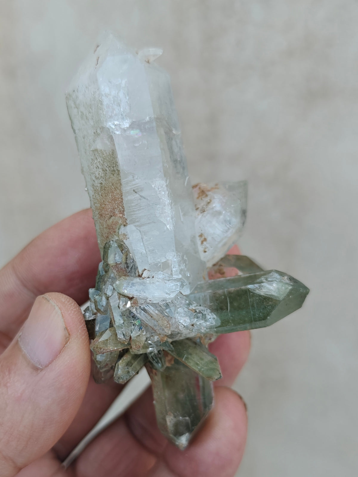 Natural Chlorite Quartz crystals cluster 104 grams