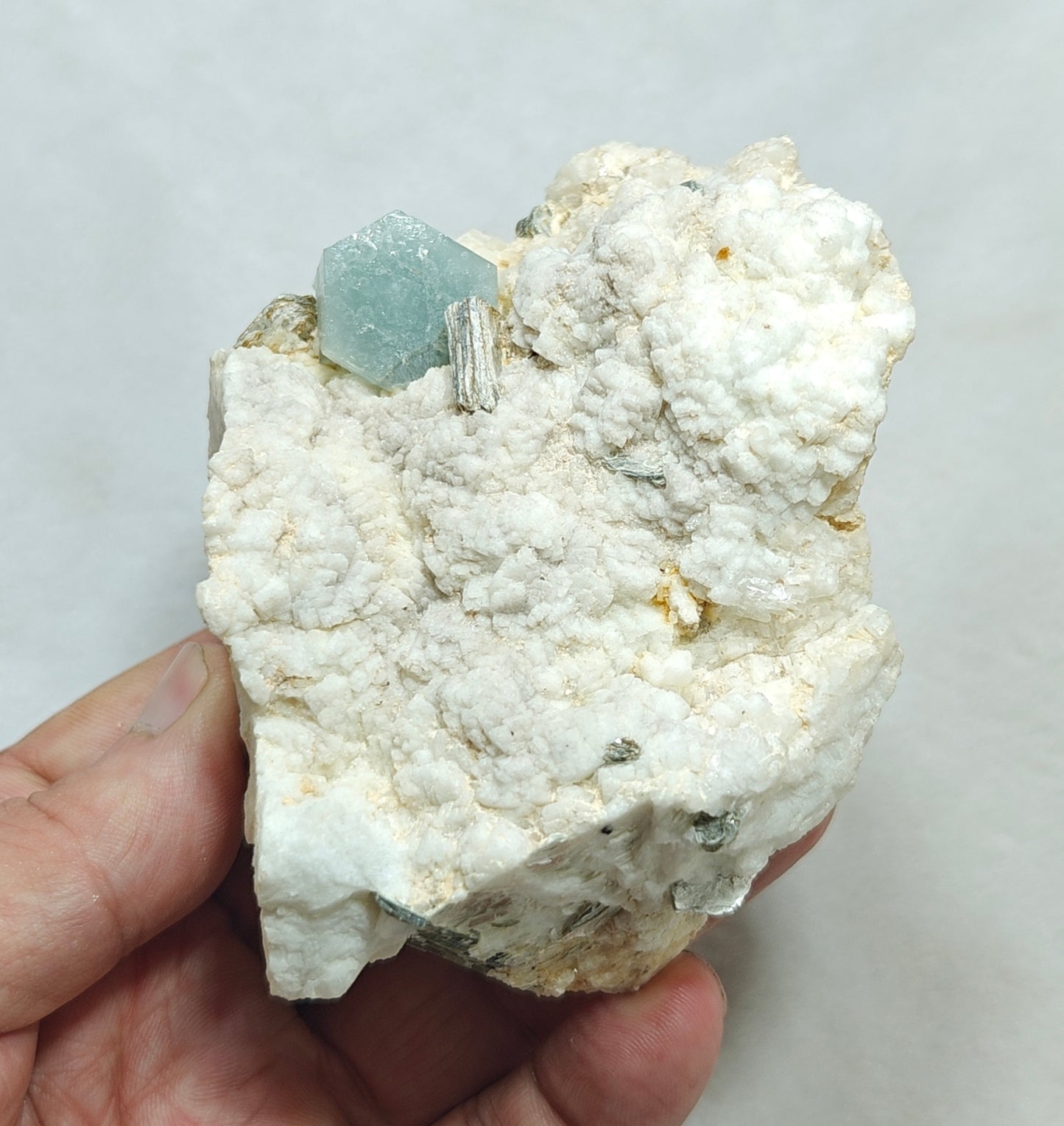 Afghanistan Aquamarine Crystal on matrix with albite 500 grams
