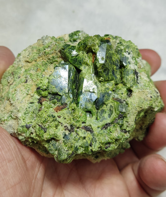 An Aesthetic specimen of garnet variety demantoid crystals on Matrix 236  grams