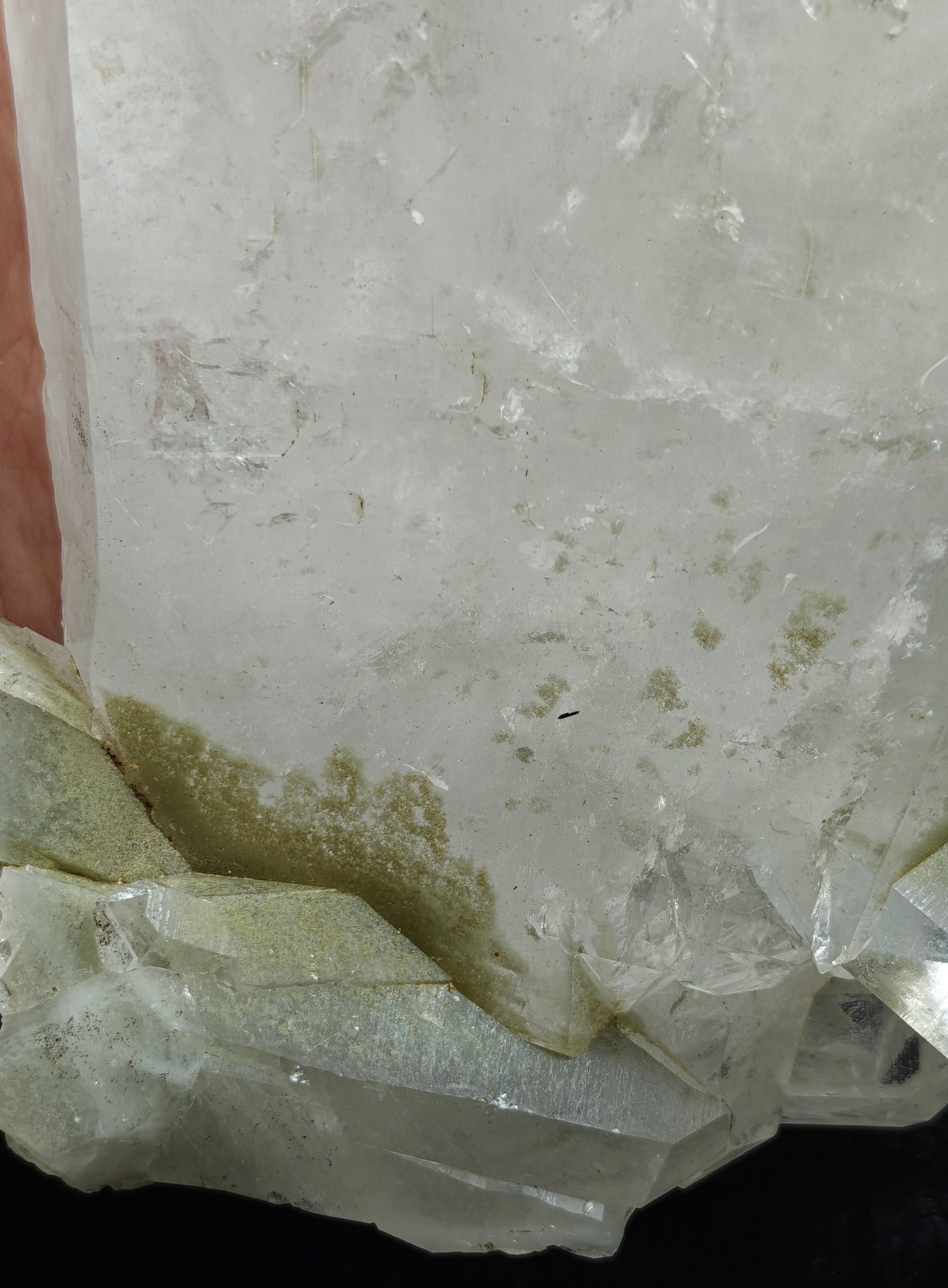 Natural terminated phantom Quartz  cluster with chlorite inclusions 1460 grams