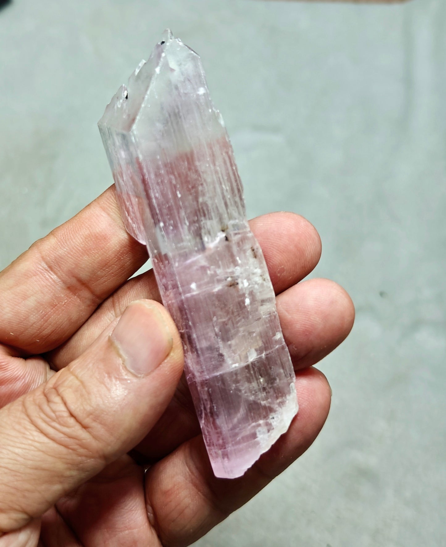 Spodumene variety kunzite crystal 63 grams