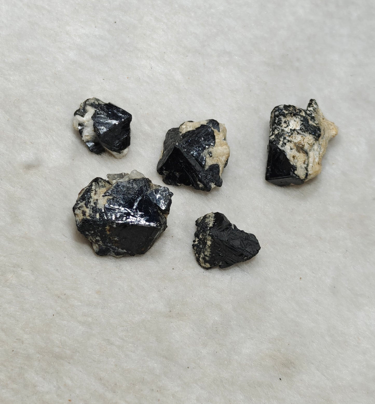 Collection of 5 cassiterite crystals 57 grams total weight