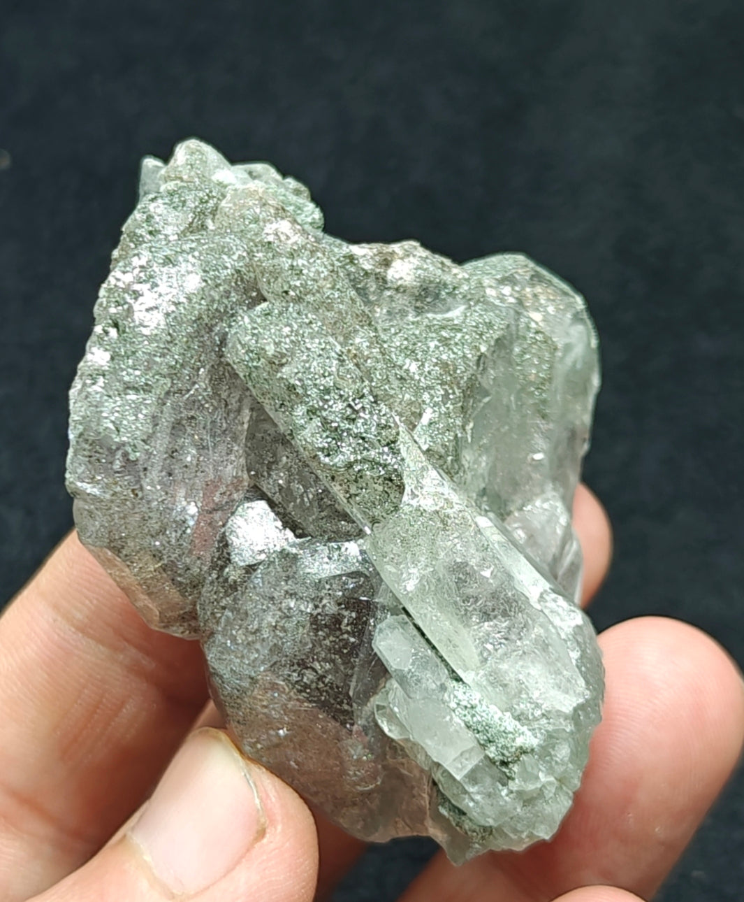 Light Purple Apatite with Green Inclusions of Byss-olite 115 grams
