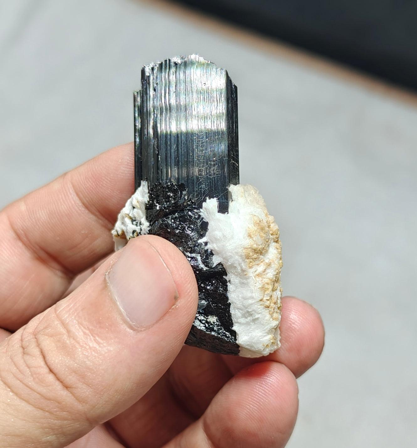 An Aesthetic Natural Tourmaline crystals with Albite attachment 74 grams