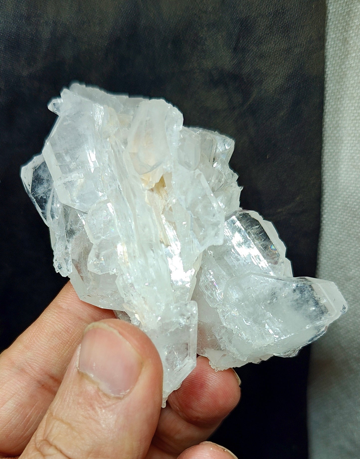 Single beautiful terminated Faden Quartz crystals cluster 114 grams