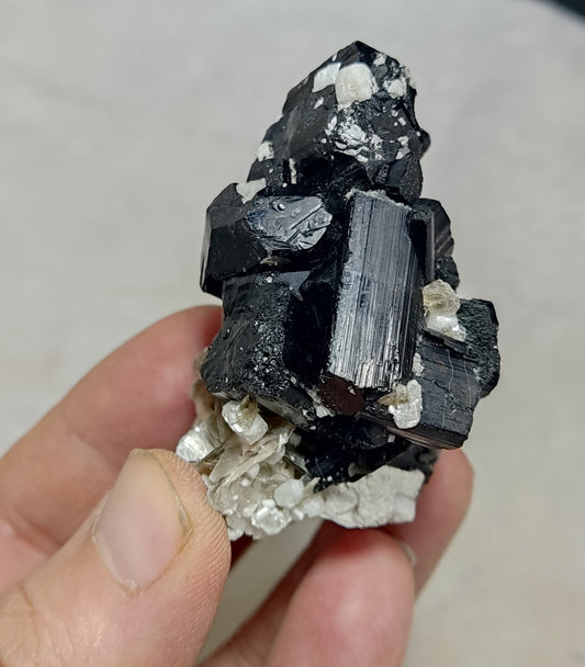 Natural Black Tourmaline Specimen with Muscovite 87 grams