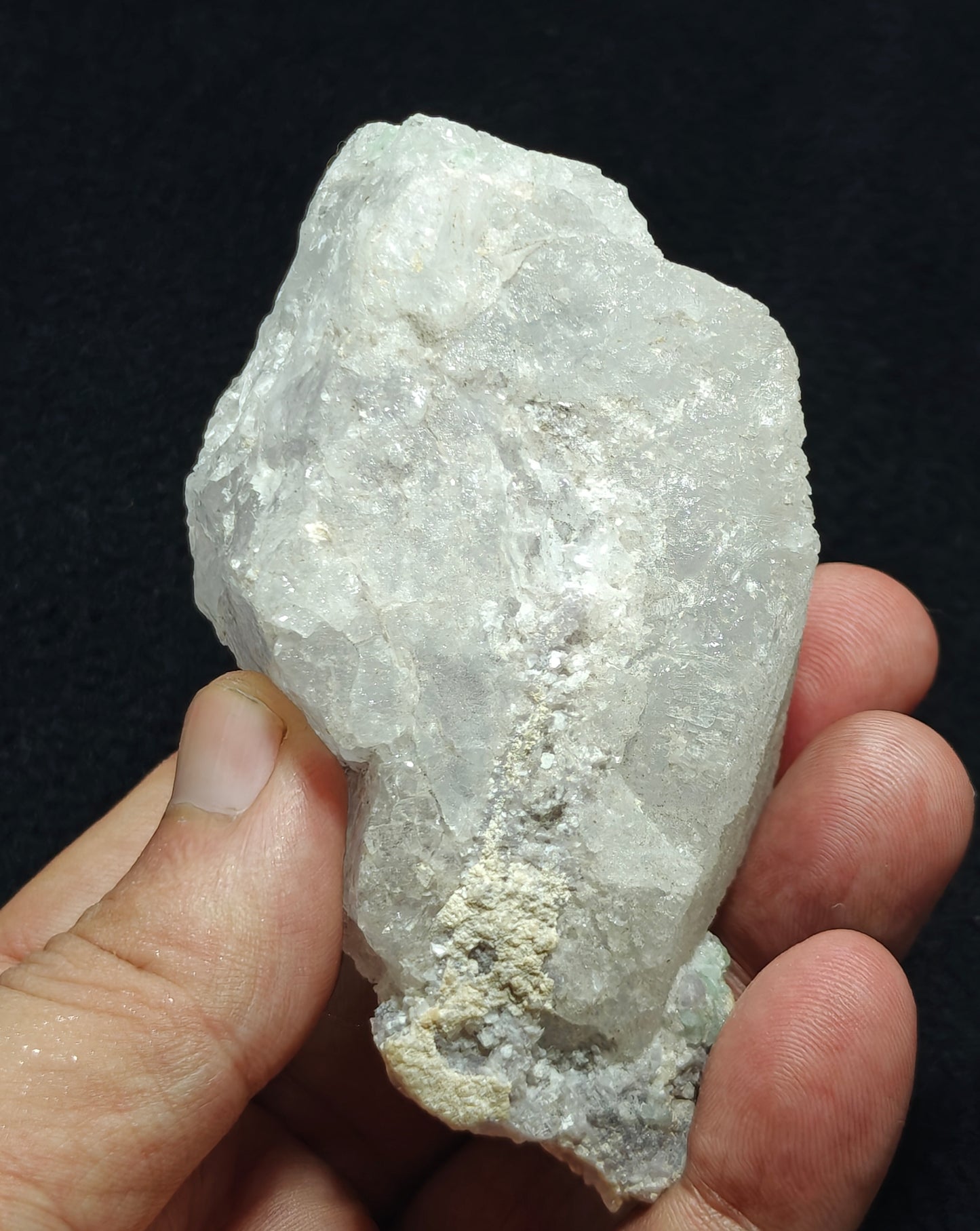 Natural etched pollucite with green tourmalines 260 grams