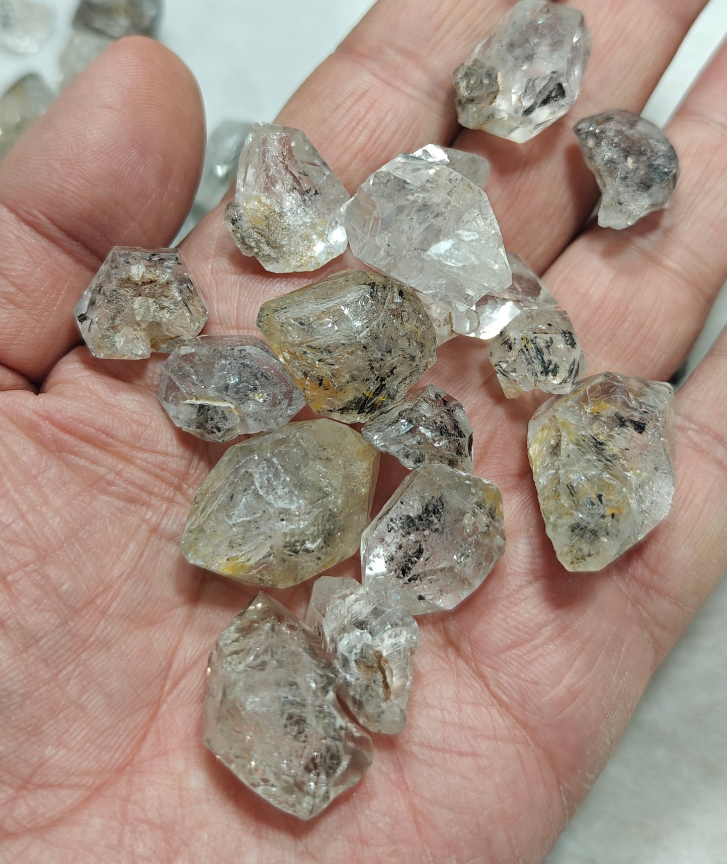 220 grams diamond quartz crystals some with carbon inclusions