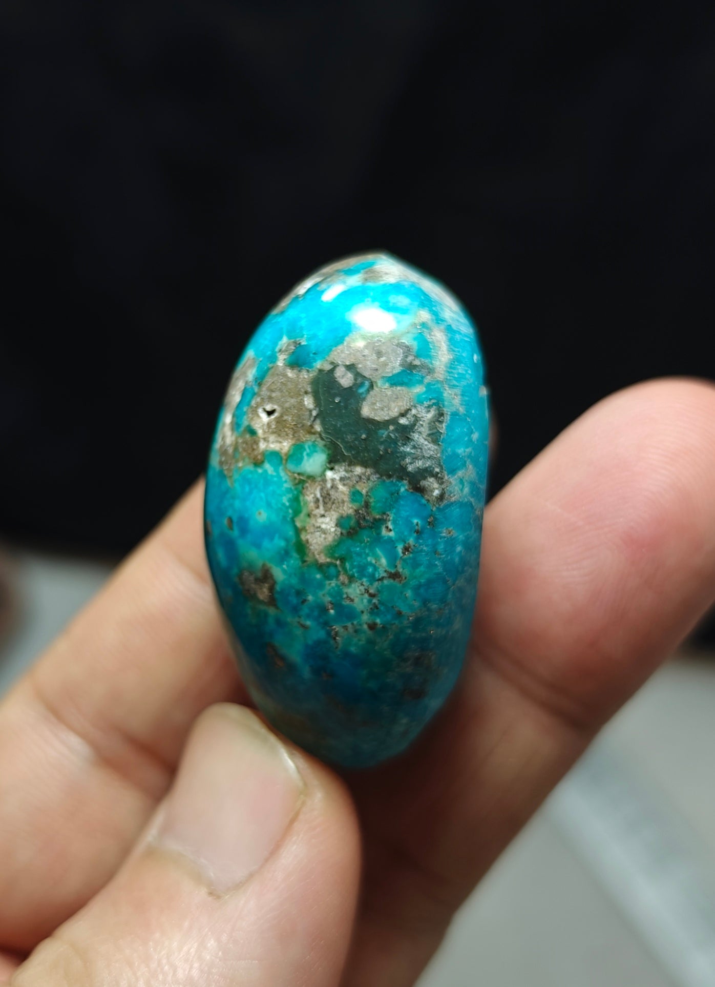 Single amazing natural turquoise cabochon with Pyrite 27.4 grams