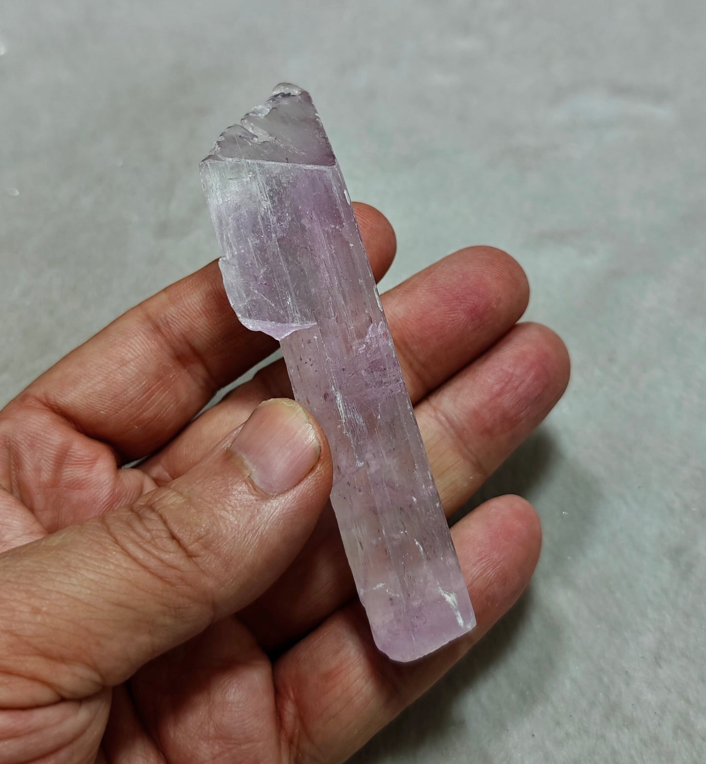 Spodumene variety kunzite crystal 63 grams